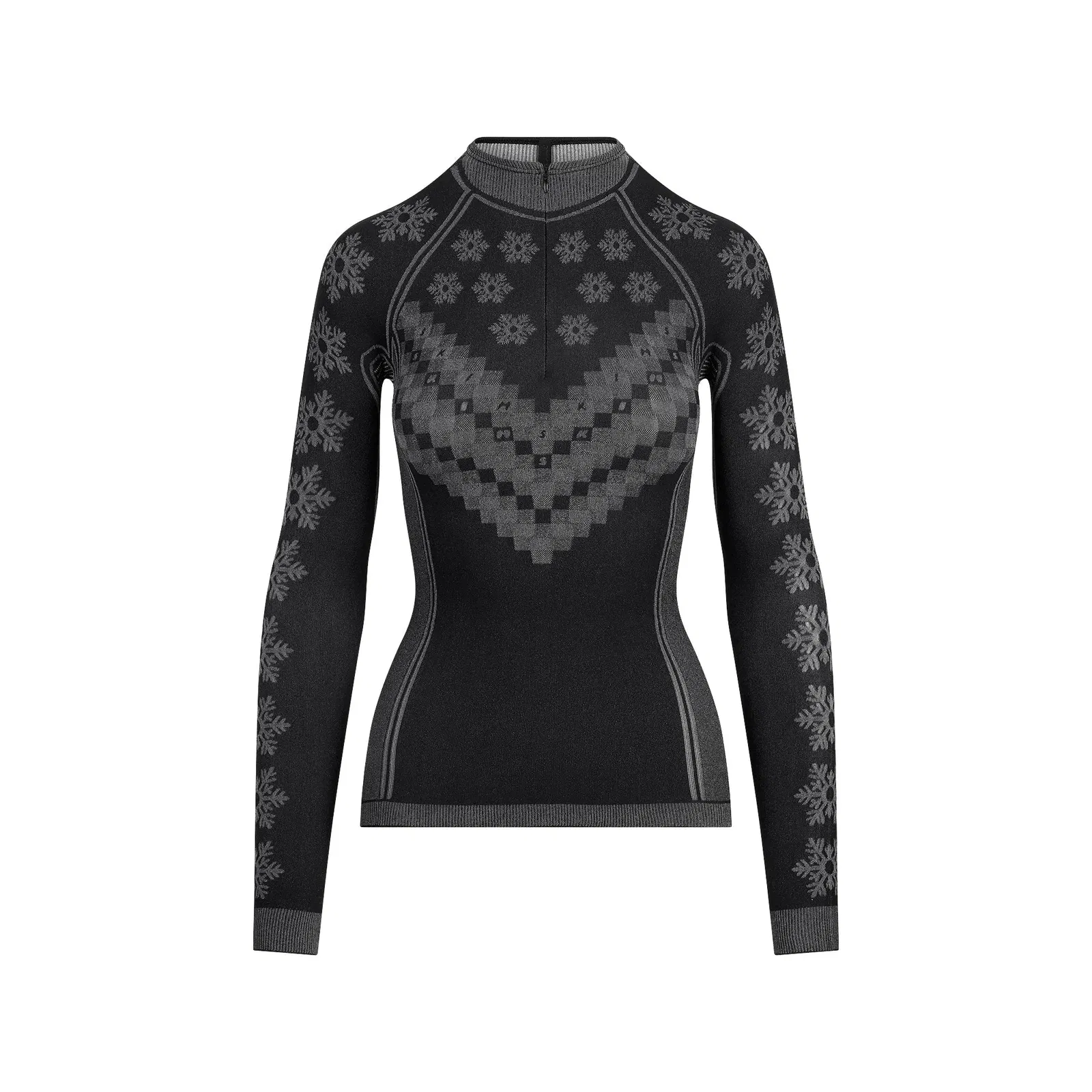 SKIMS FIRST LAYERS HALF ZIP LONG SLEEVE | OBSIDIAN WINTER FAIR ISLE