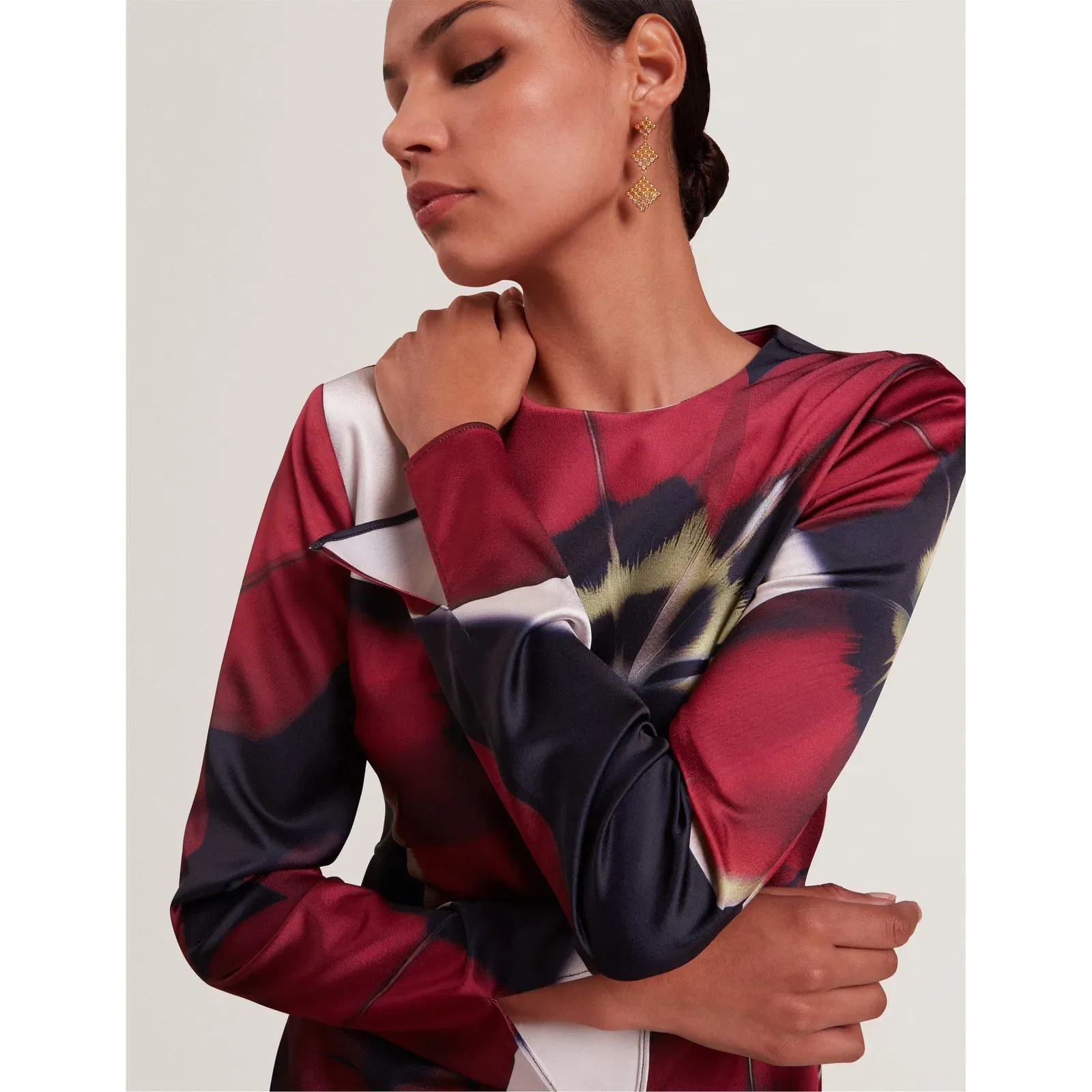 Long Sleeve Print Tea Dress