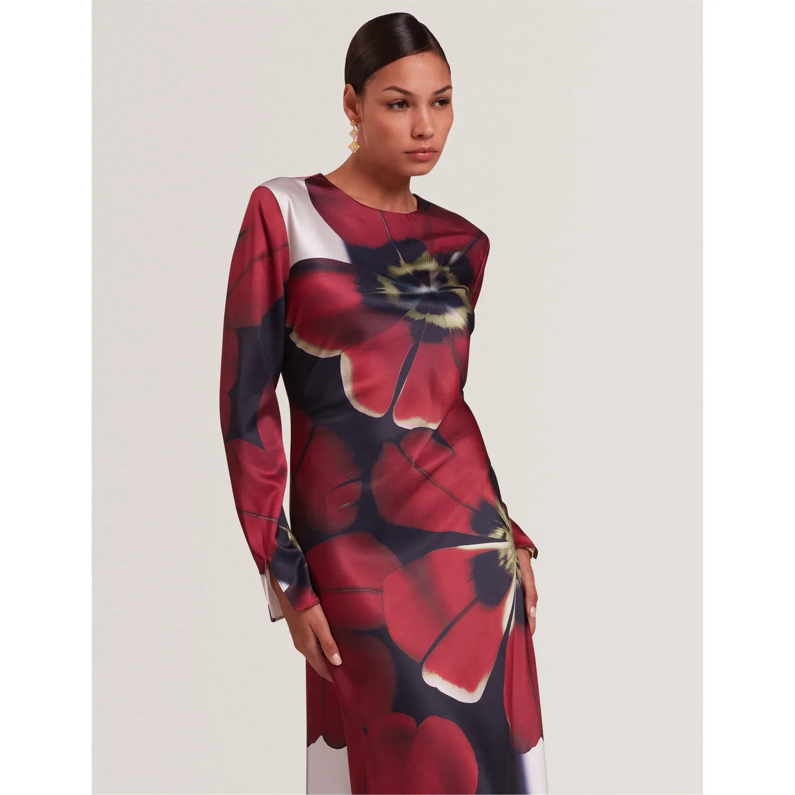 Long Sleeve Print Tea Dress