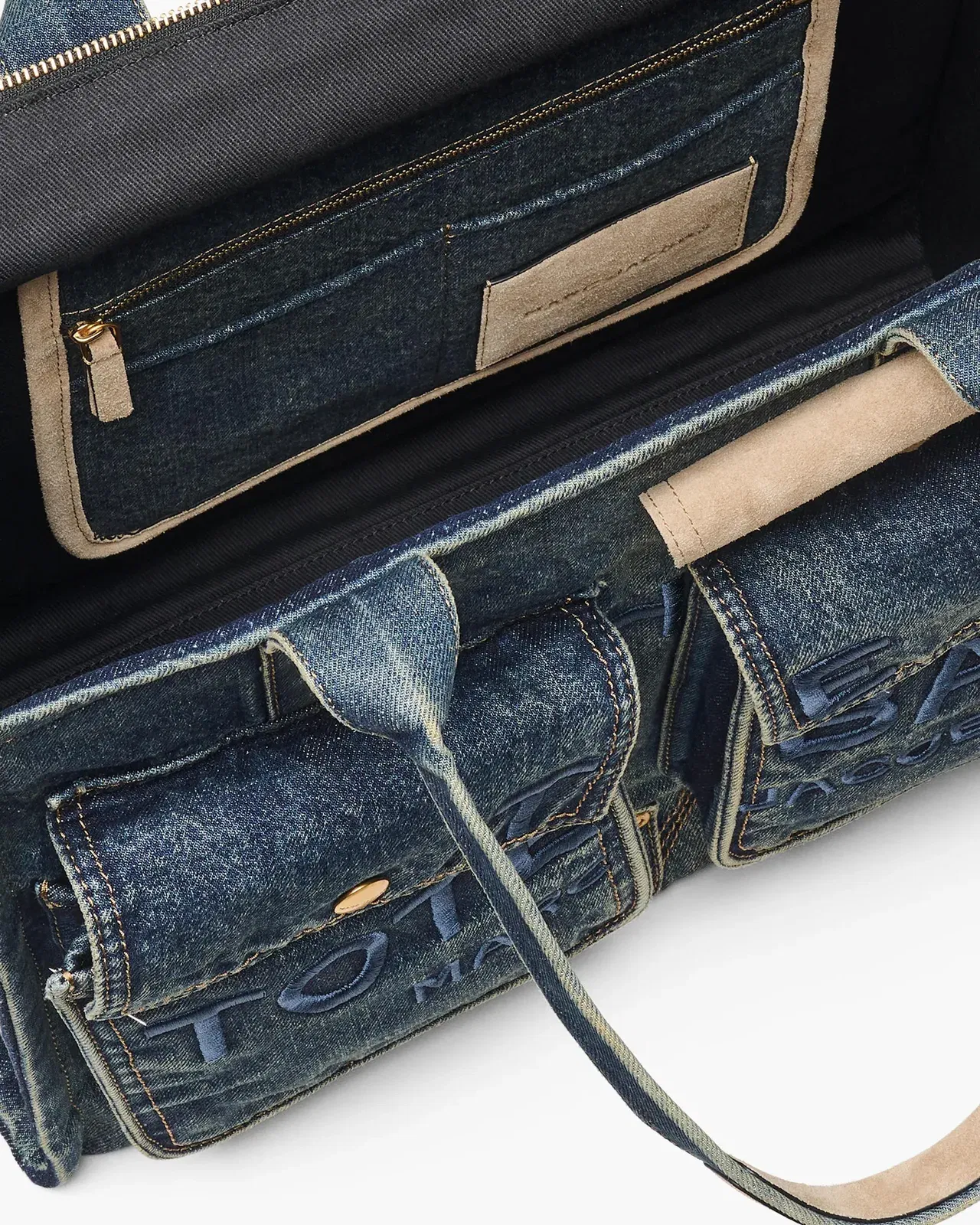 The Denim Suede Large Cargo Tote Bag