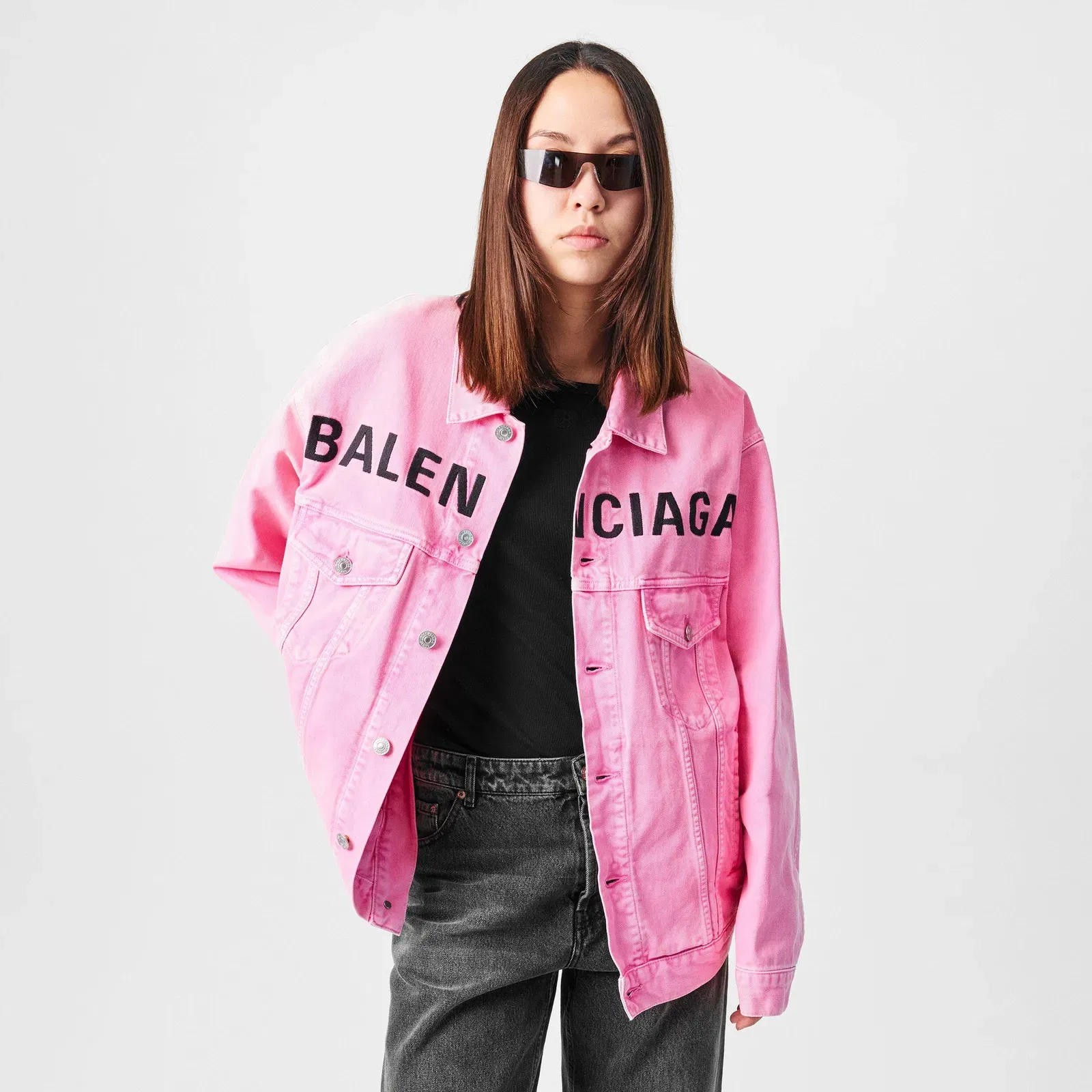 Printed Logo Cotton Long Sleeve Denim Jacket