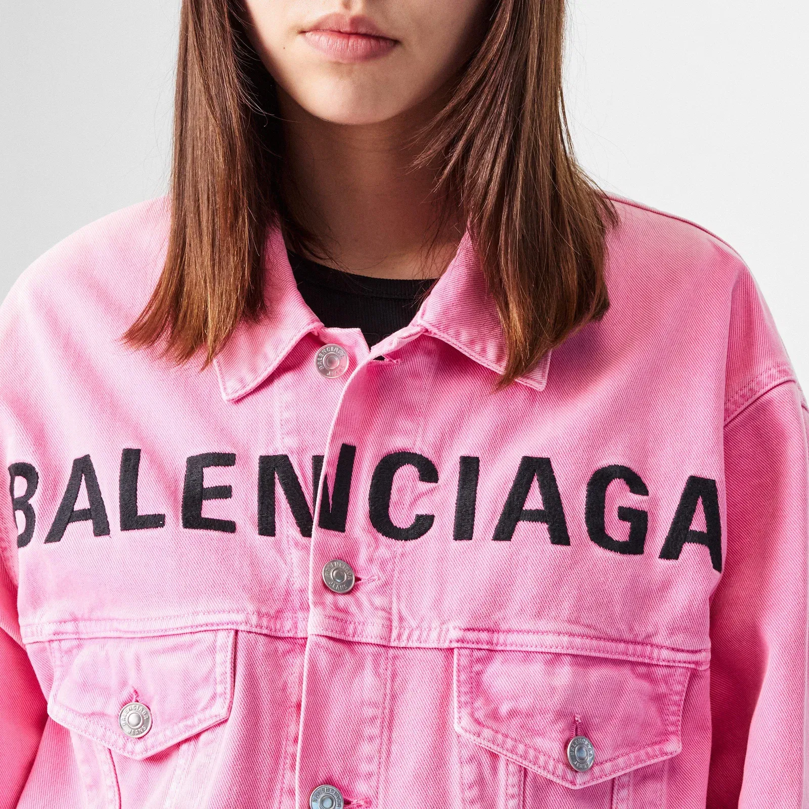 Printed Logo Cotton Long Sleeve Denim Jacket