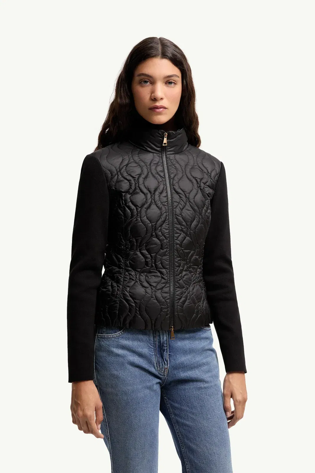 Moncler Cotton Padded Zip-Up Cardigan Black Black