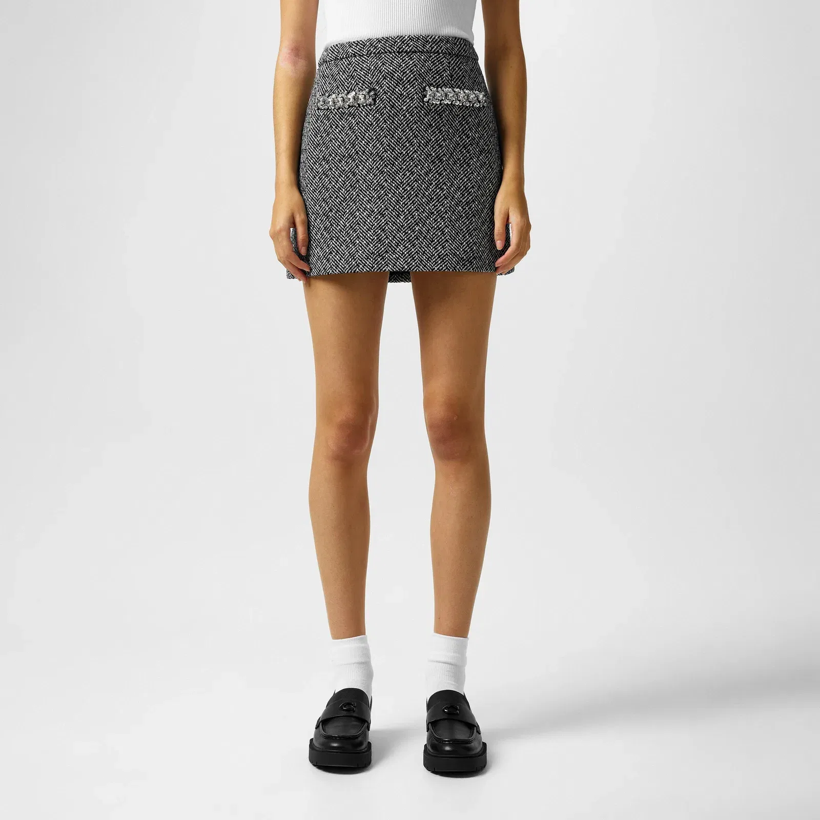 Herringbone Mini Skirt