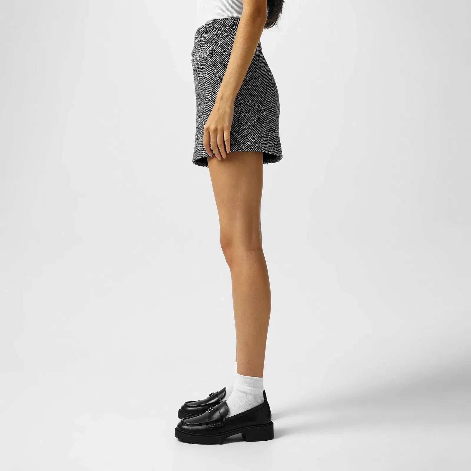 Herringbone Mini Skirt