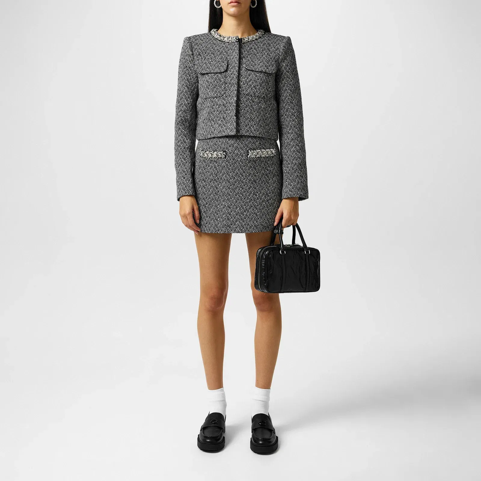 Herringbone Mini Skirt