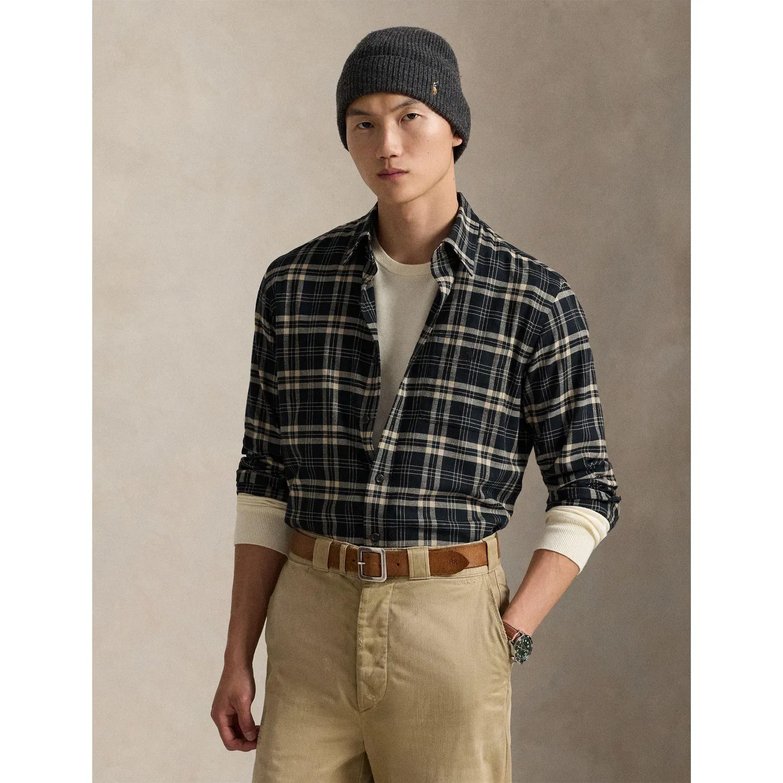 Brushed Check Flannel Long Sleeve Shirt