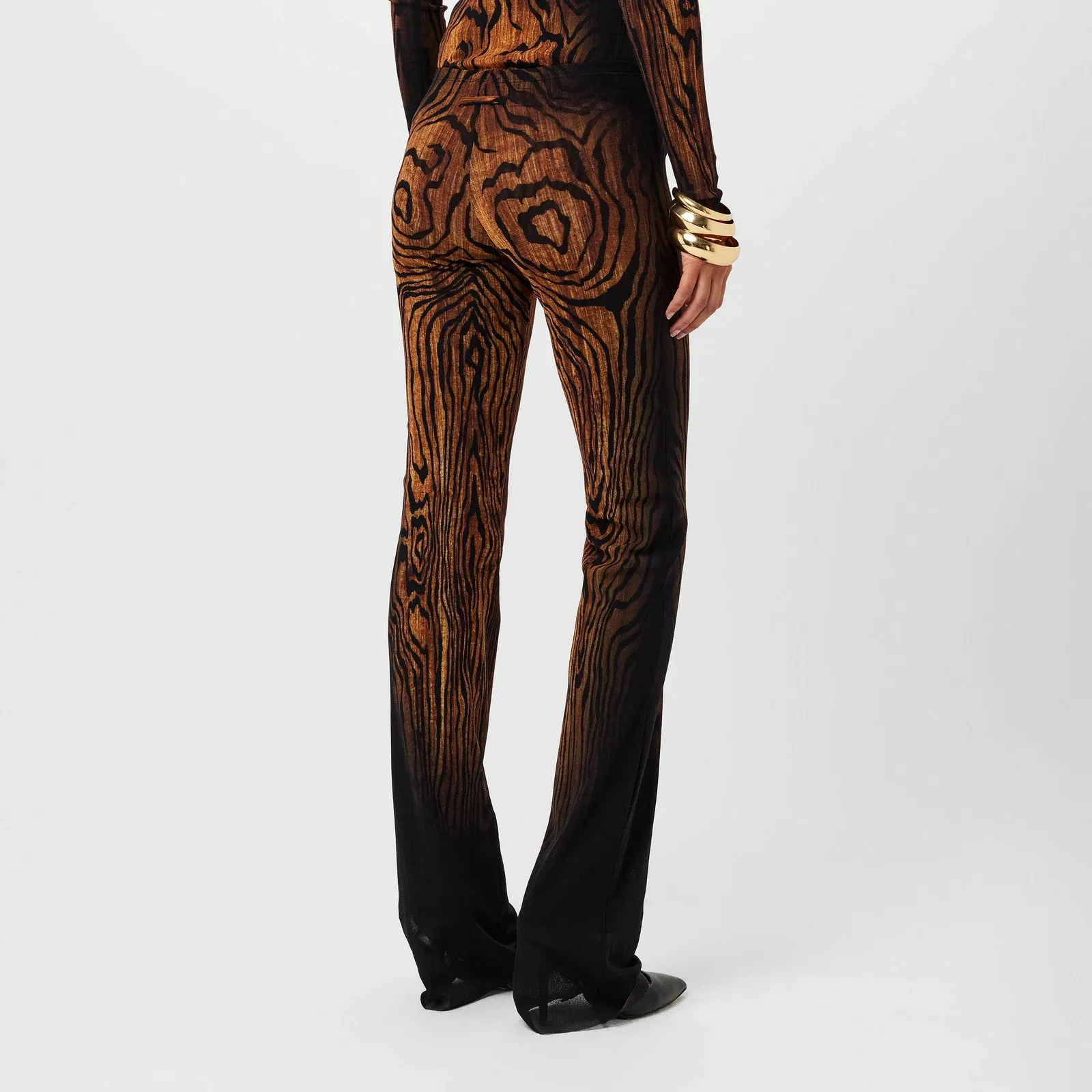 High Waisted Stretch Flared Trousers
