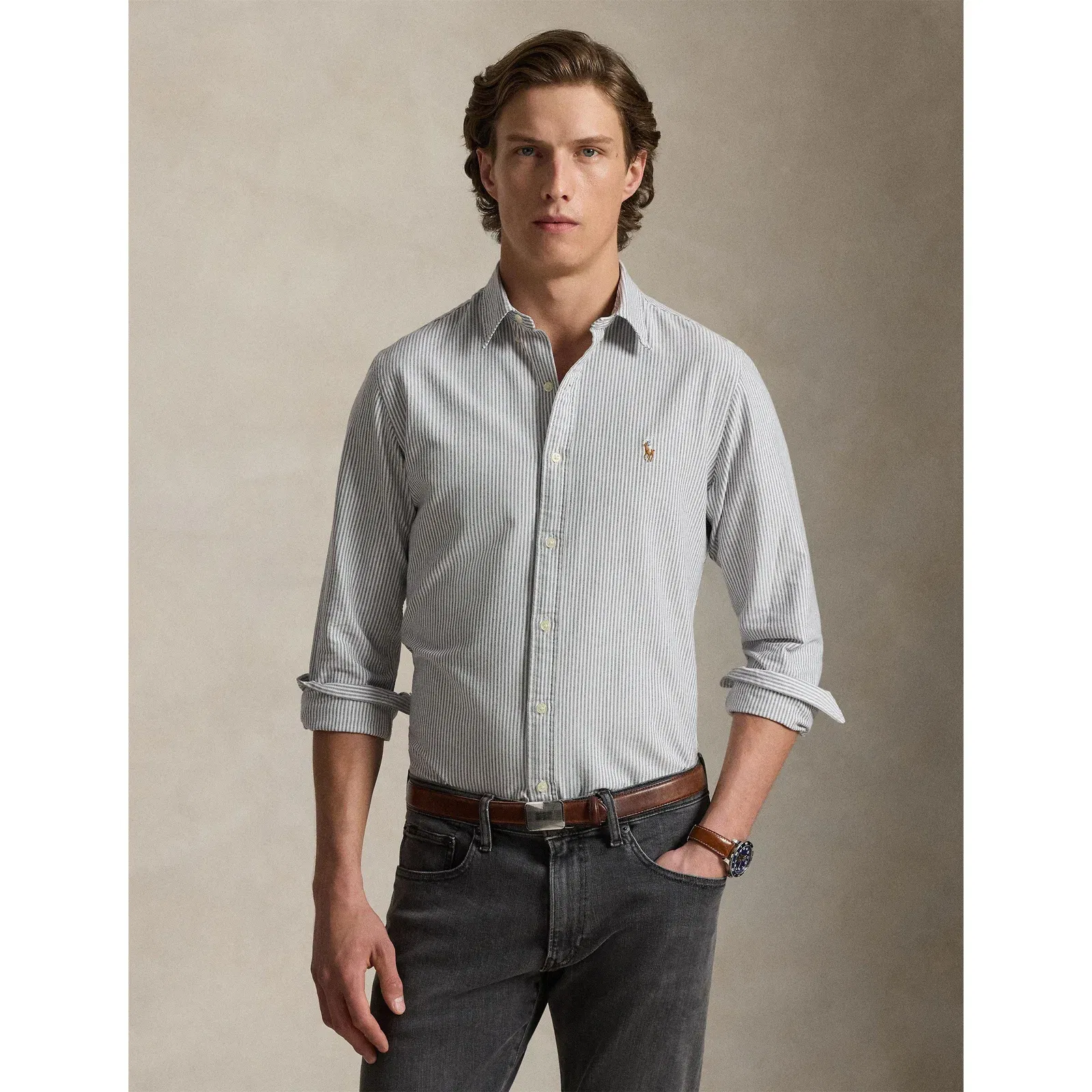 Slim Fit Striped Oxford Shirt