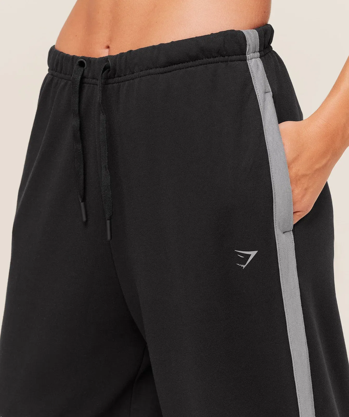Women's Gymshark Retro Stripe Snap Pants Black