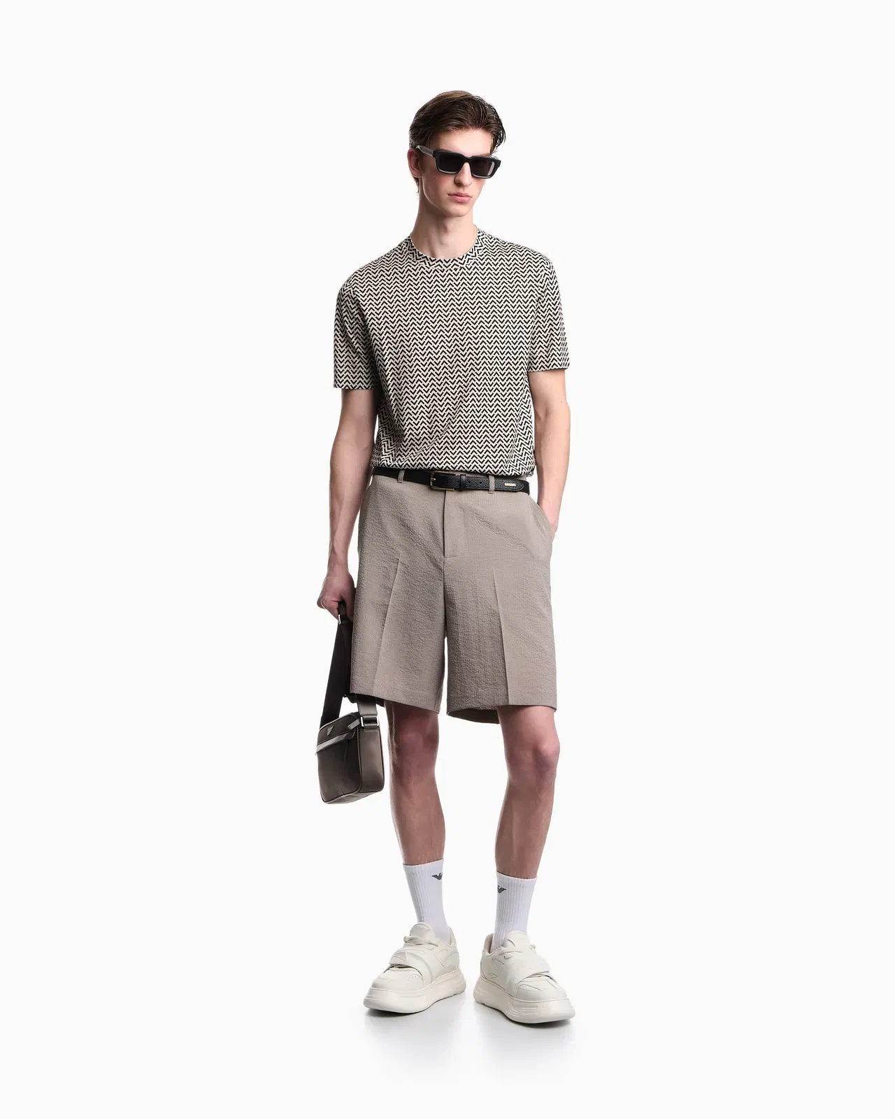 Emporio Armani Shorts in technical seersucker fabric