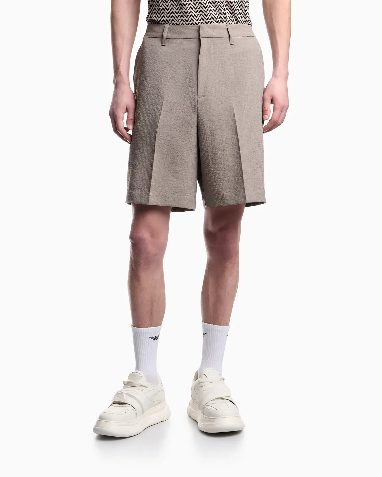 Emporio Armani Shorts in technical seersucker fabric