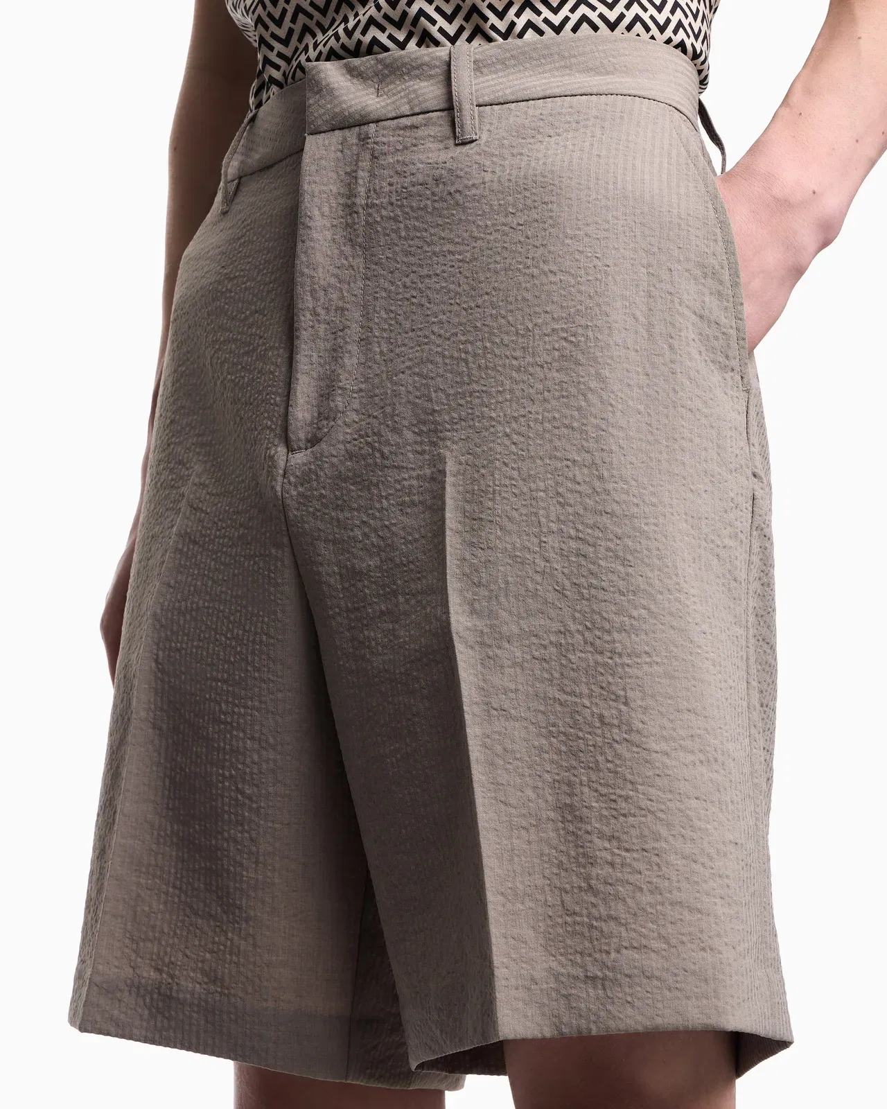 Emporio Armani Shorts in technical seersucker fabric