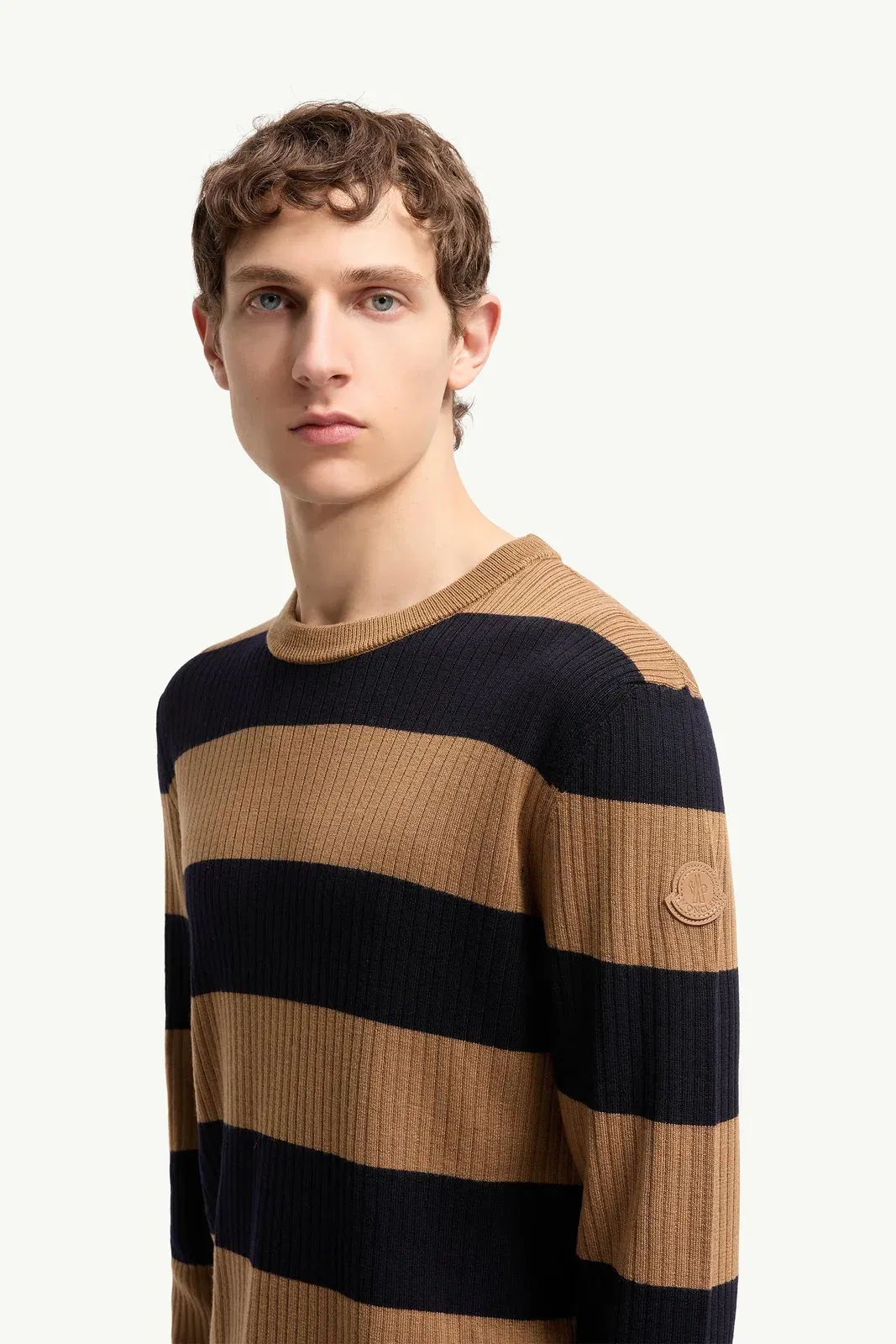 Moncler Striped Wool Sweater Beige & Navy Blue Beige & Navy Blue