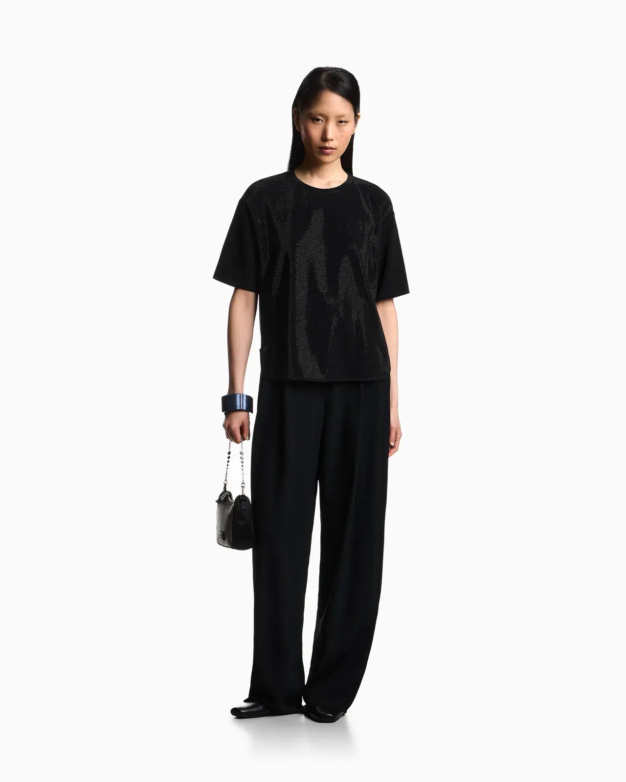 Emporio Armani Scuba crêpe T-shirt with micro studs