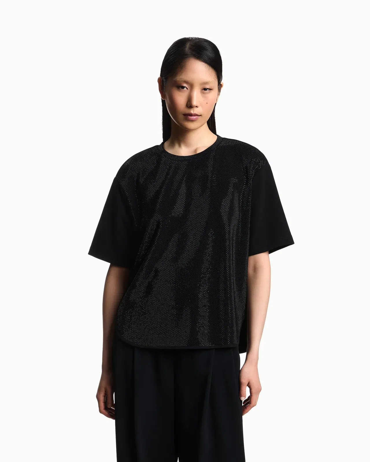 Emporio Armani Scuba crêpe T-shirt with micro studs