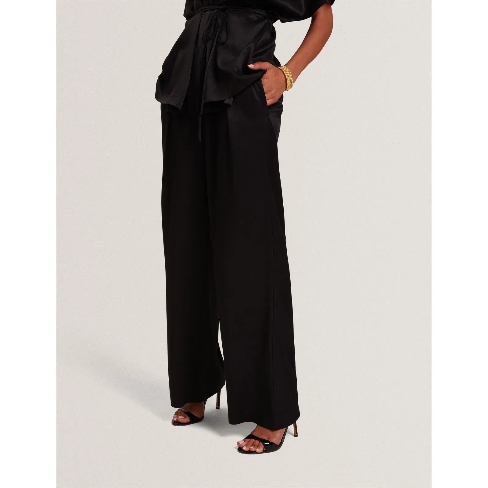 Elastic Back Straight Leg Trousers