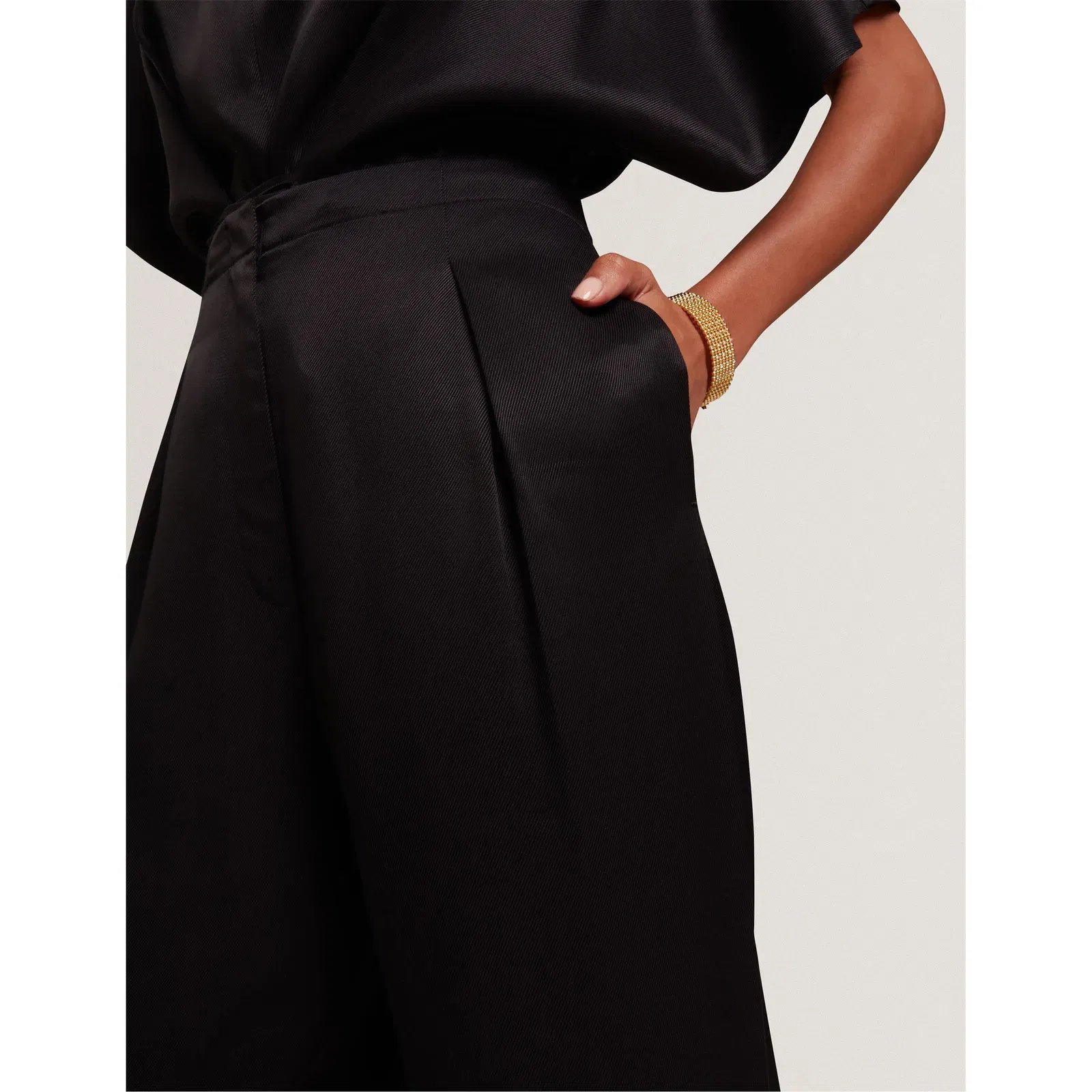 Elastic Back Straight Leg Trousers
