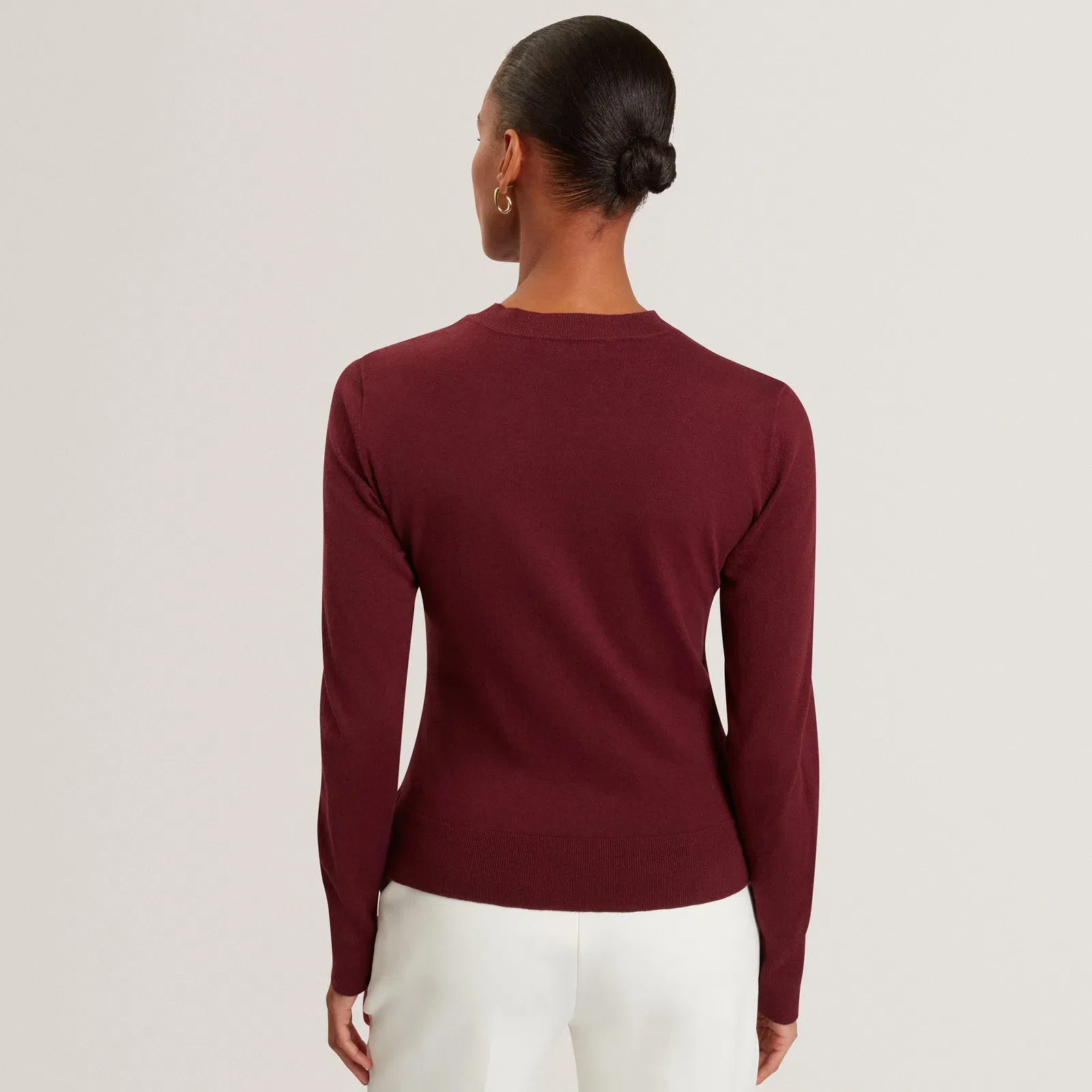 Ted Printed Satin Front Fine Knit Top