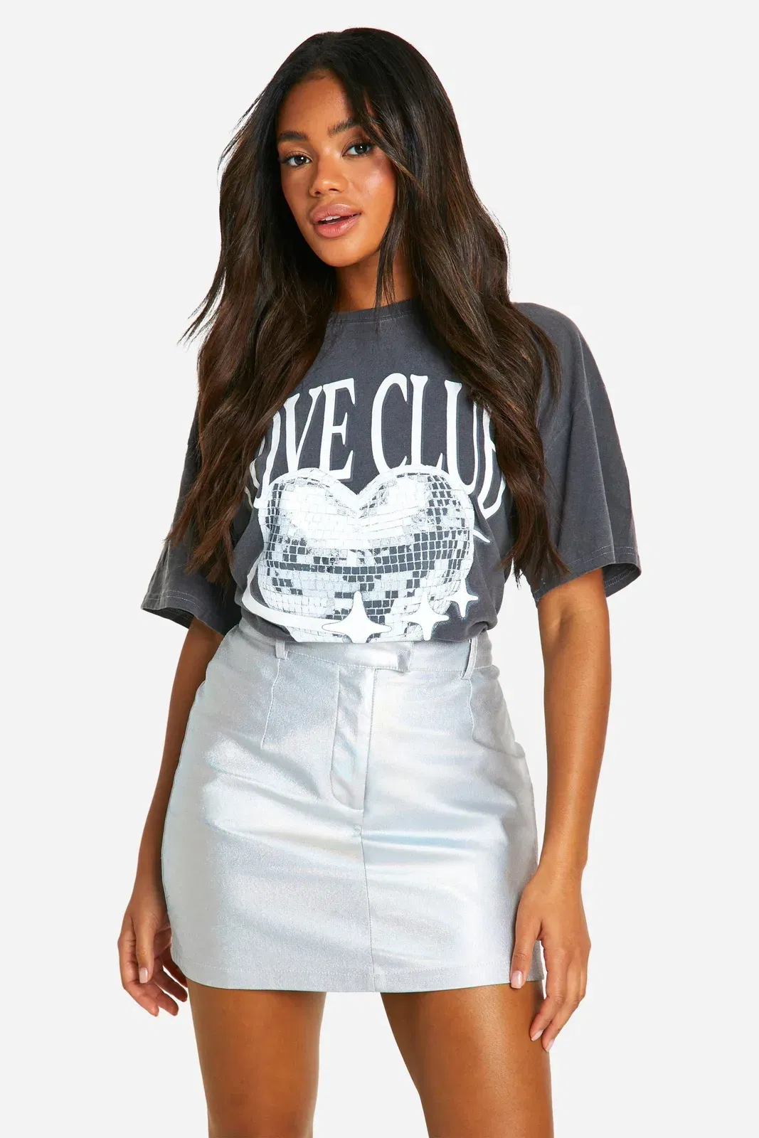 High Waisted Iridescent Mini Skirt