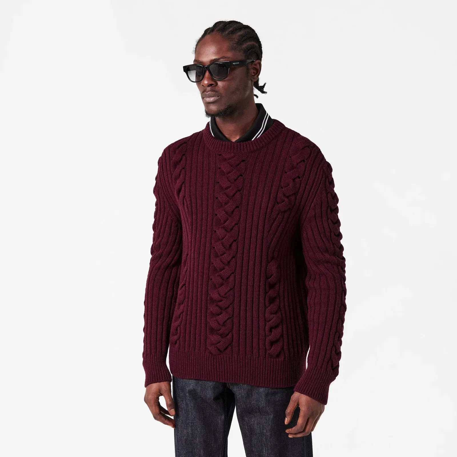 Alex Cable Knit Structured Fit Crew Neck Jumper