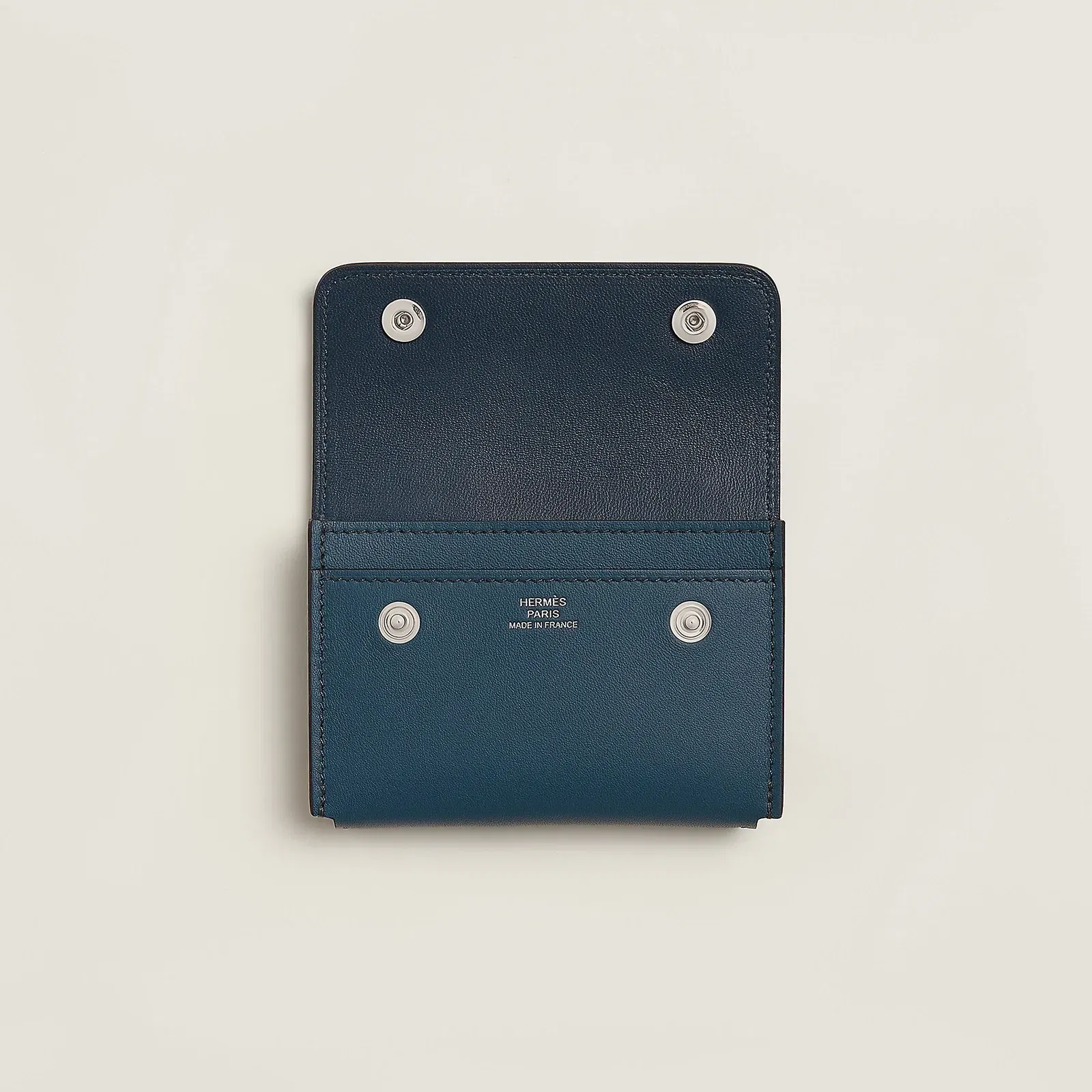 Hermes Hermsnap Card Holder Bleu De Prusse
