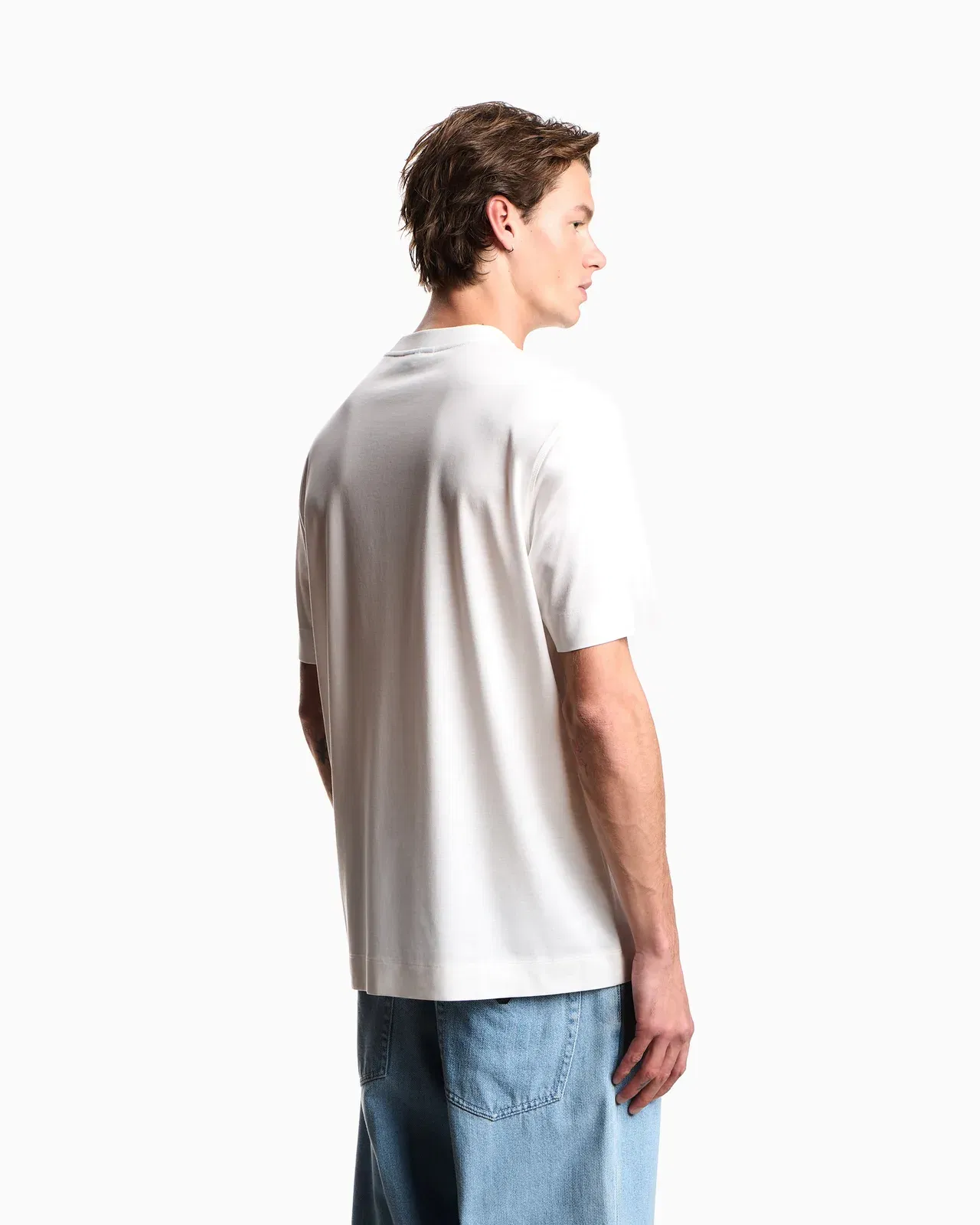 Emporio Armani Lyocell blend jersey T-shirt with printed and embroidered graphic design