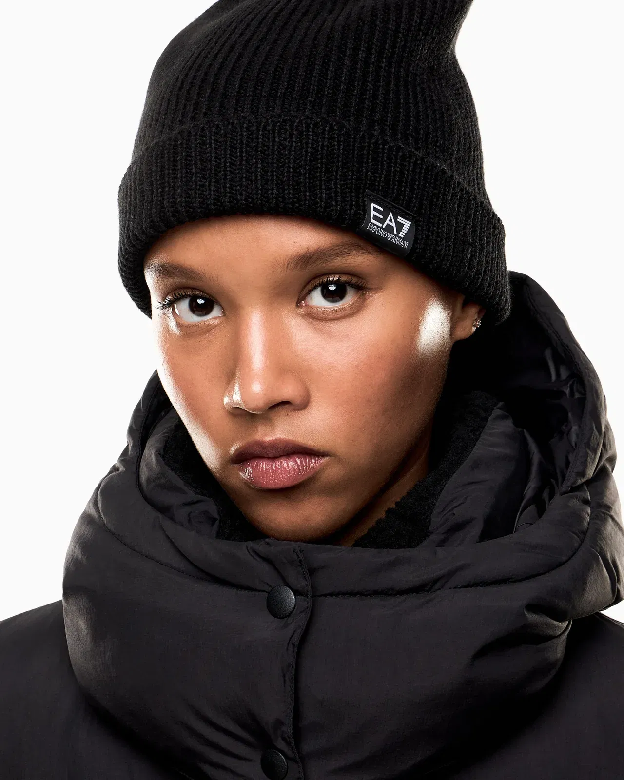 EA7 Fisherman wool knit beanie with logo Mountain Core