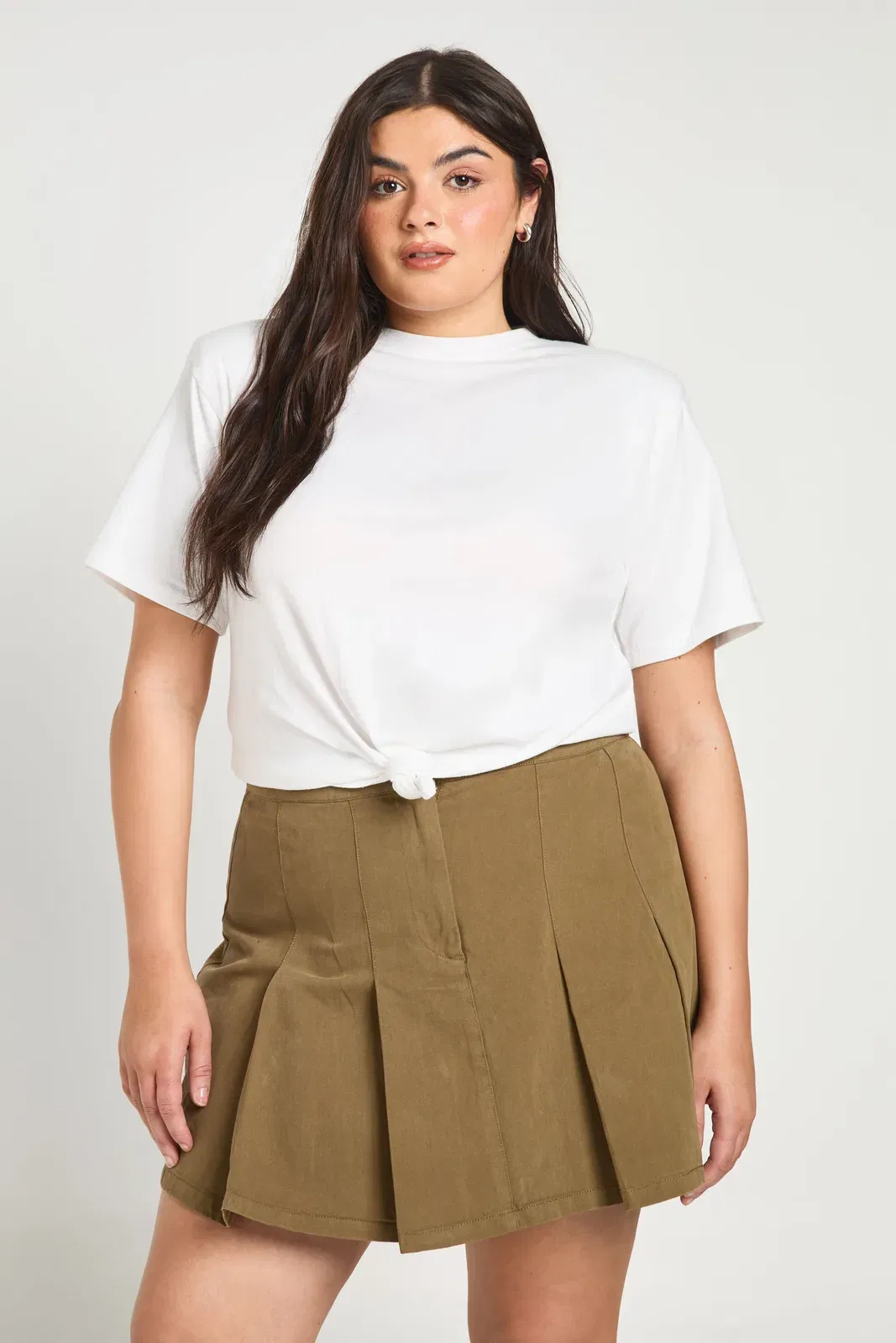 Plus Shoulder Pad Knot Detail T-shirt