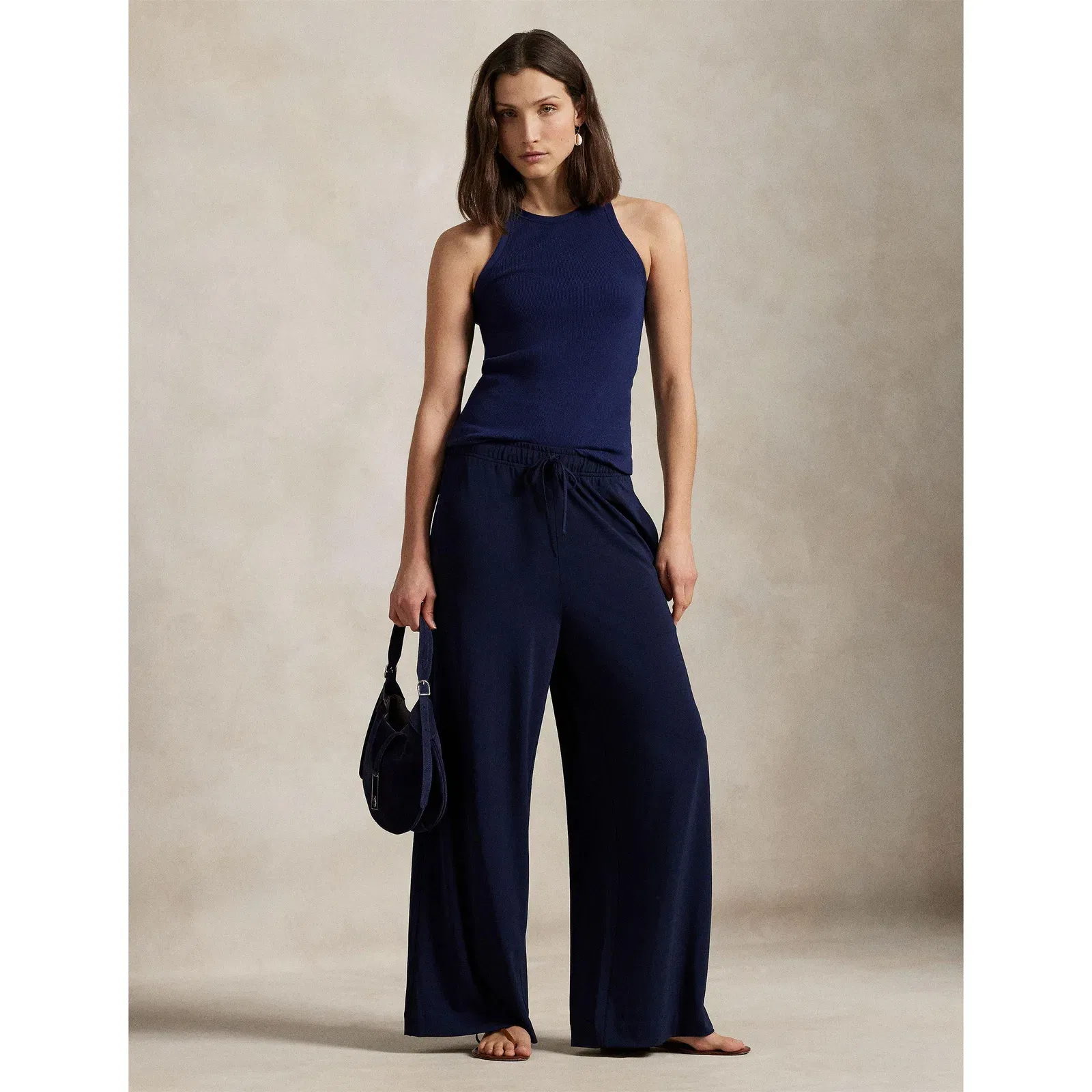 Stretch Jersey Wide Leg Trousers