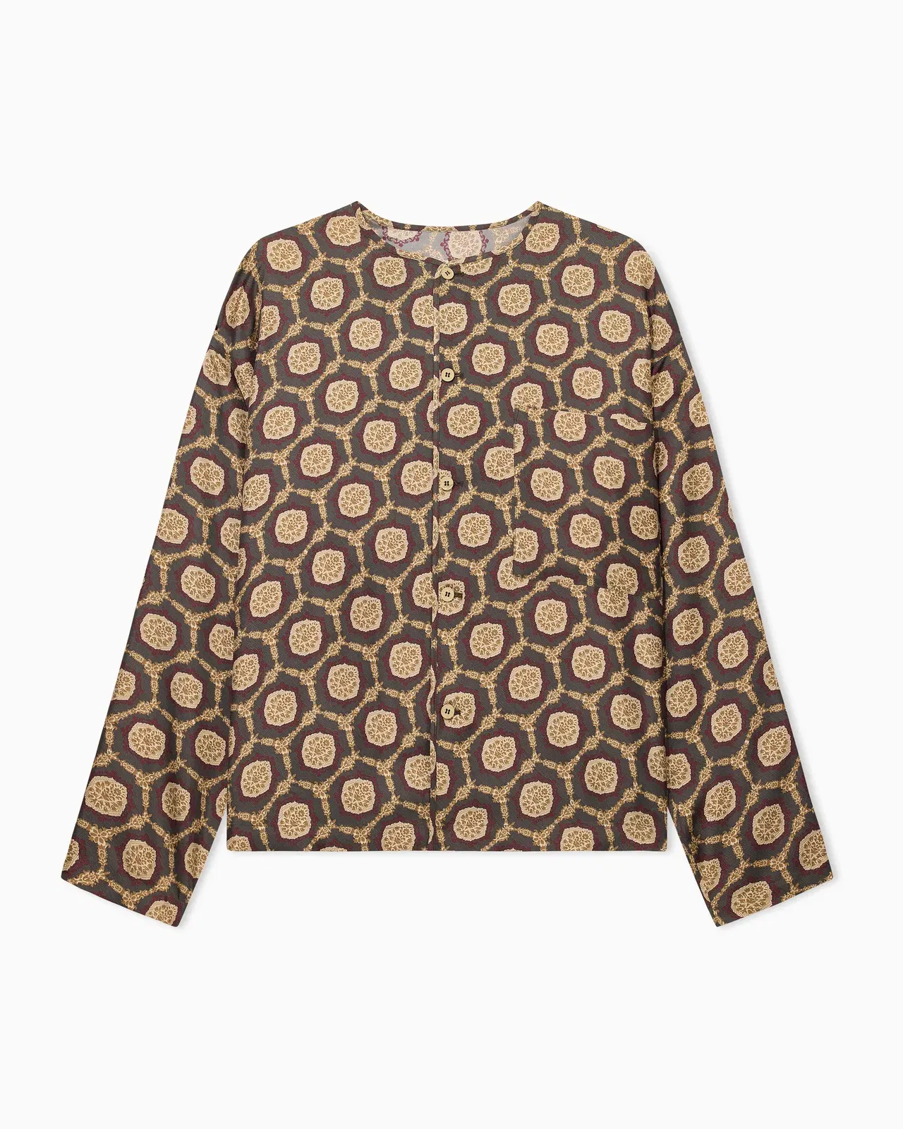 Emporio Armani Silk shirt jacket with all-over print