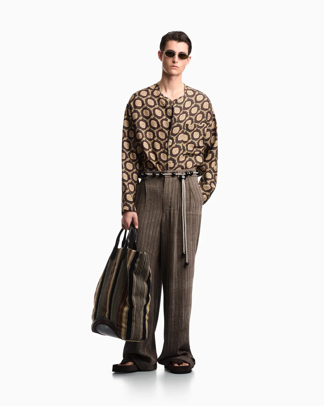 Emporio Armani Silk shirt jacket with all-over print