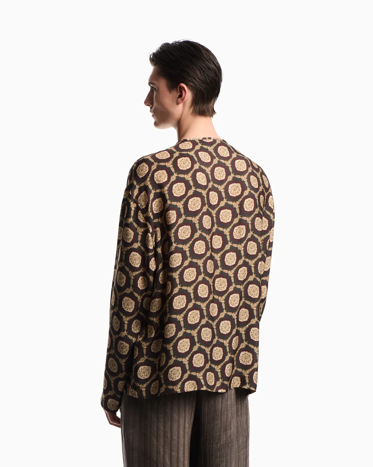 Emporio Armani Silk shirt jacket with all-over print