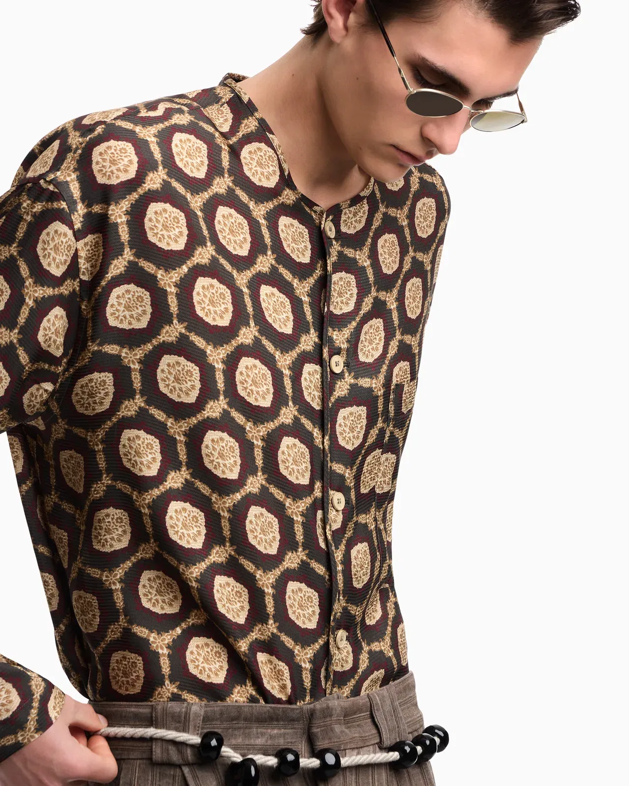 Emporio Armani Silk shirt jacket with all-over print