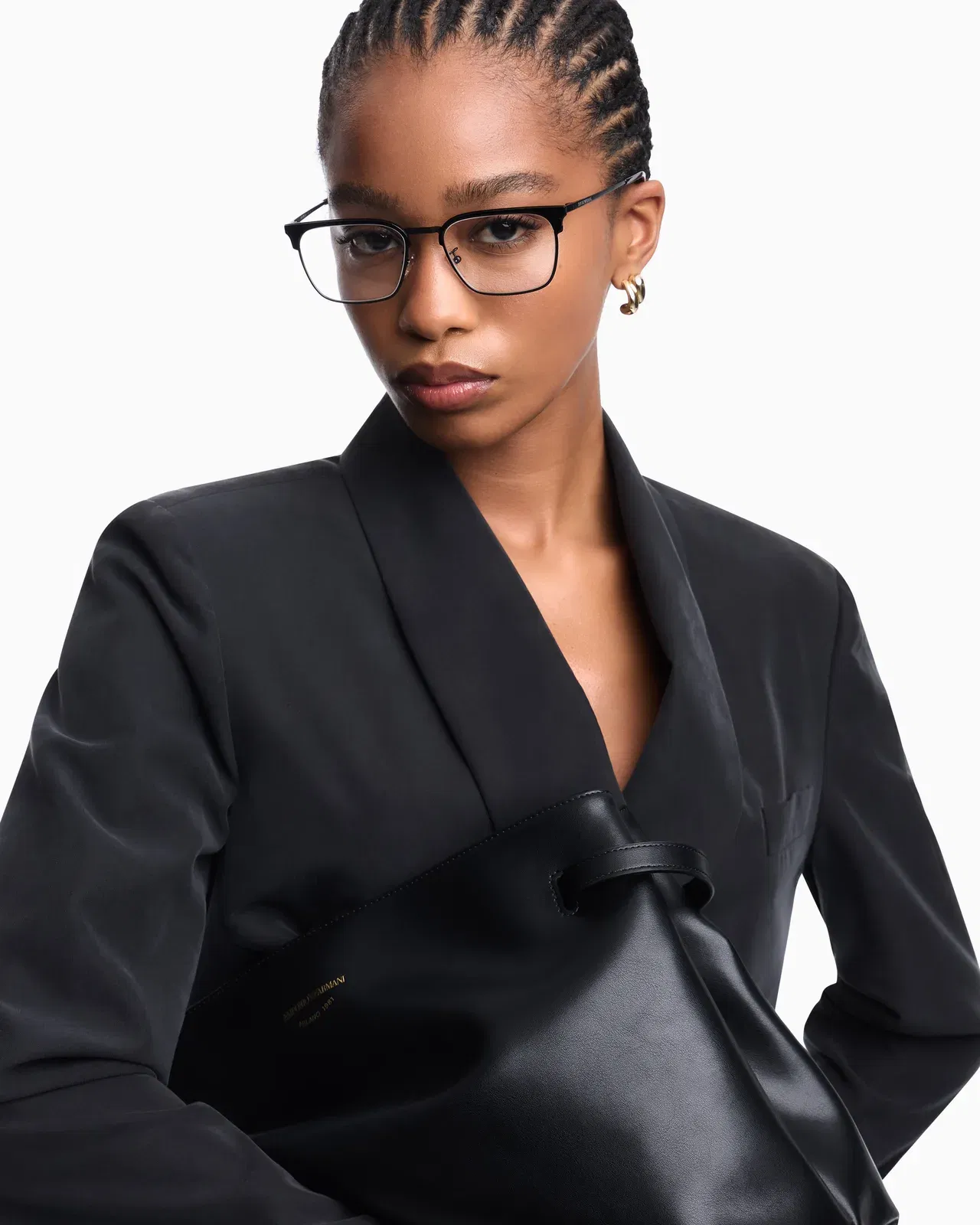Emporio Armani Double-breasted blazer with crepe shawl neckline