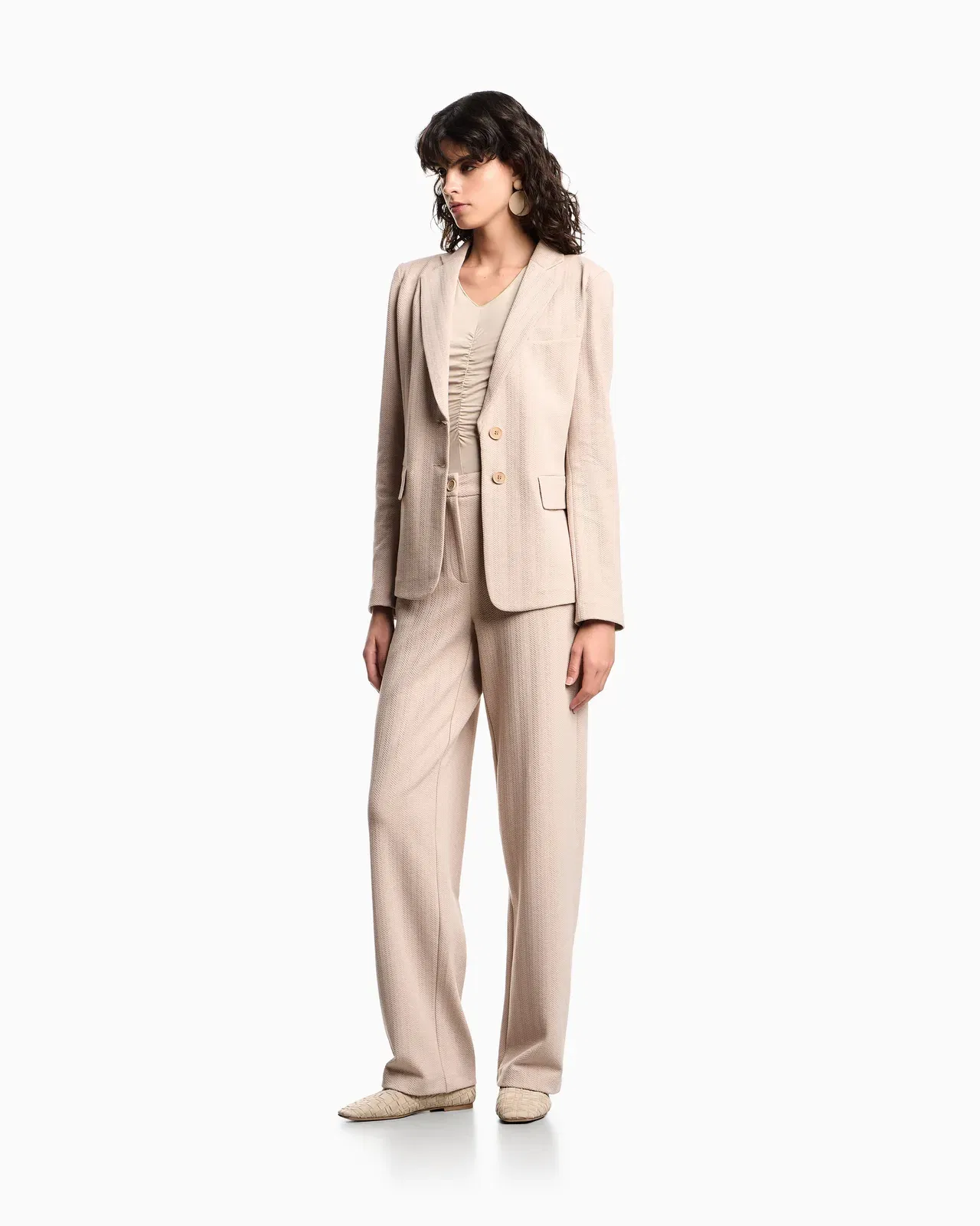 Emporio Armani Chevron-motif stretch-jersey trousers