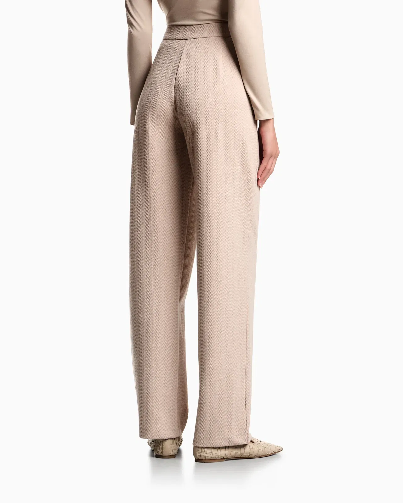 Emporio Armani Chevron-motif stretch-jersey trousers