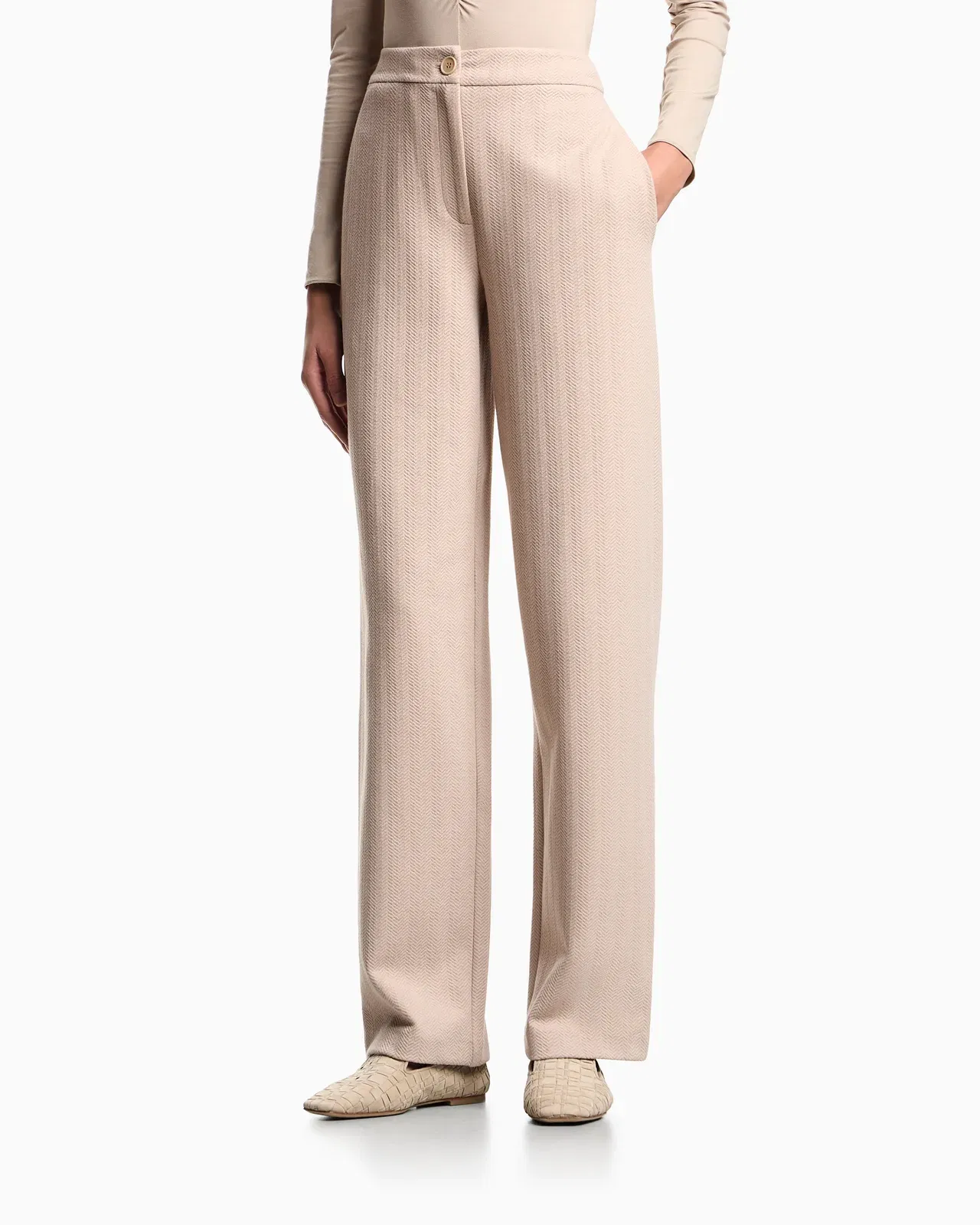 Emporio Armani Chevron-motif stretch-jersey trousers