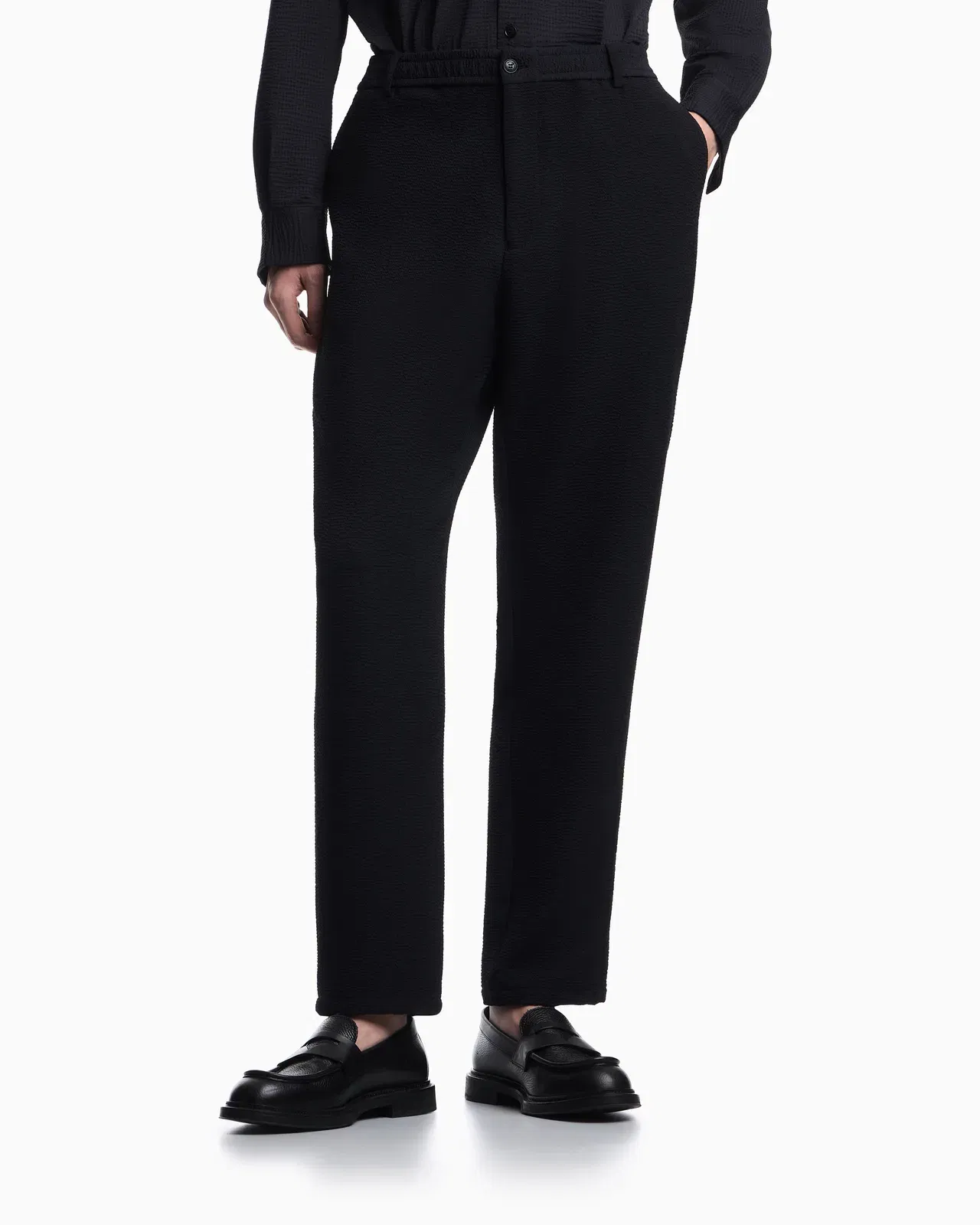 Emporio Armani Icon embossed pattern-fabric trousers