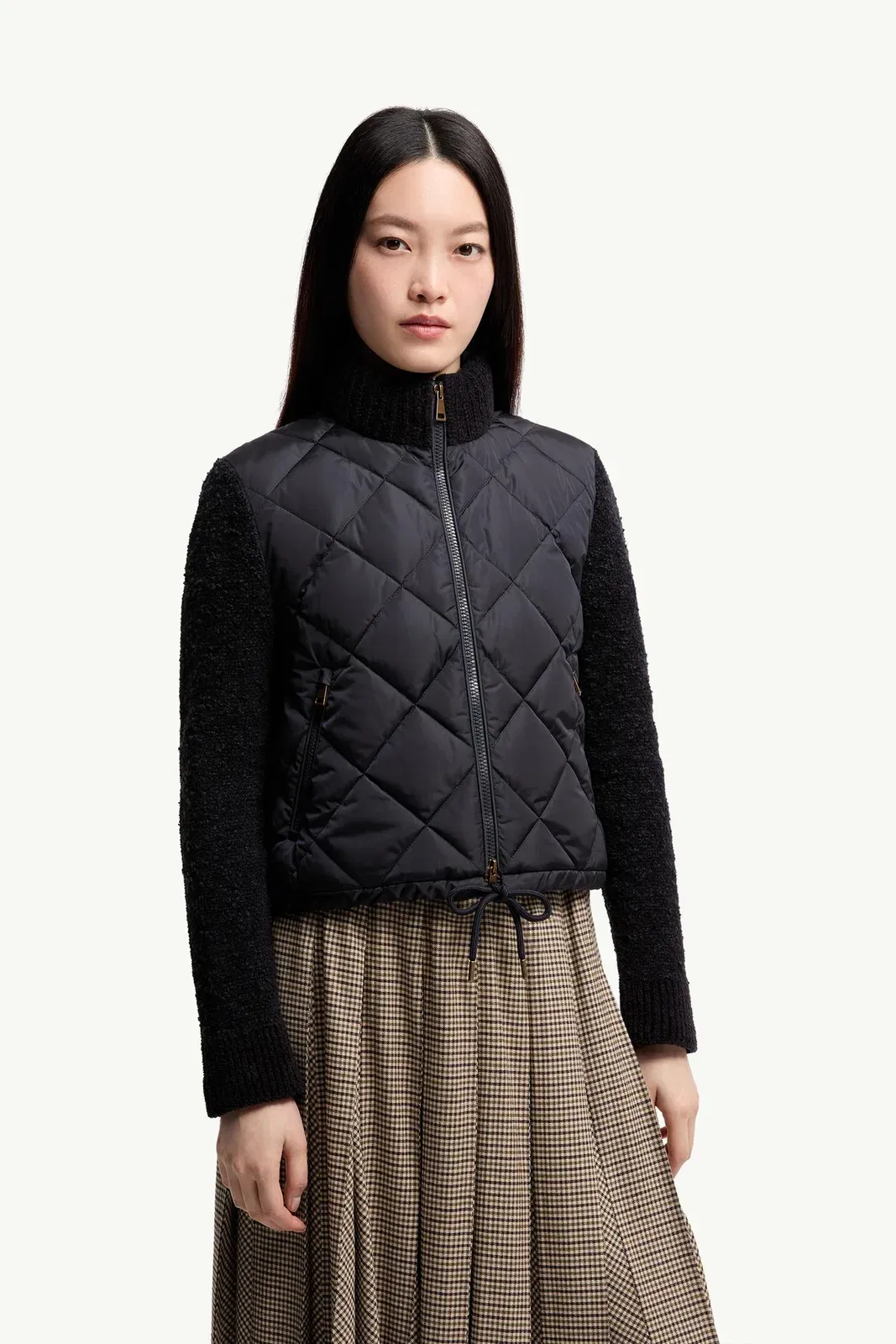 Moncler Cotton Blend Padded Zip-Up Cardigan Navy Blue Navy Blue