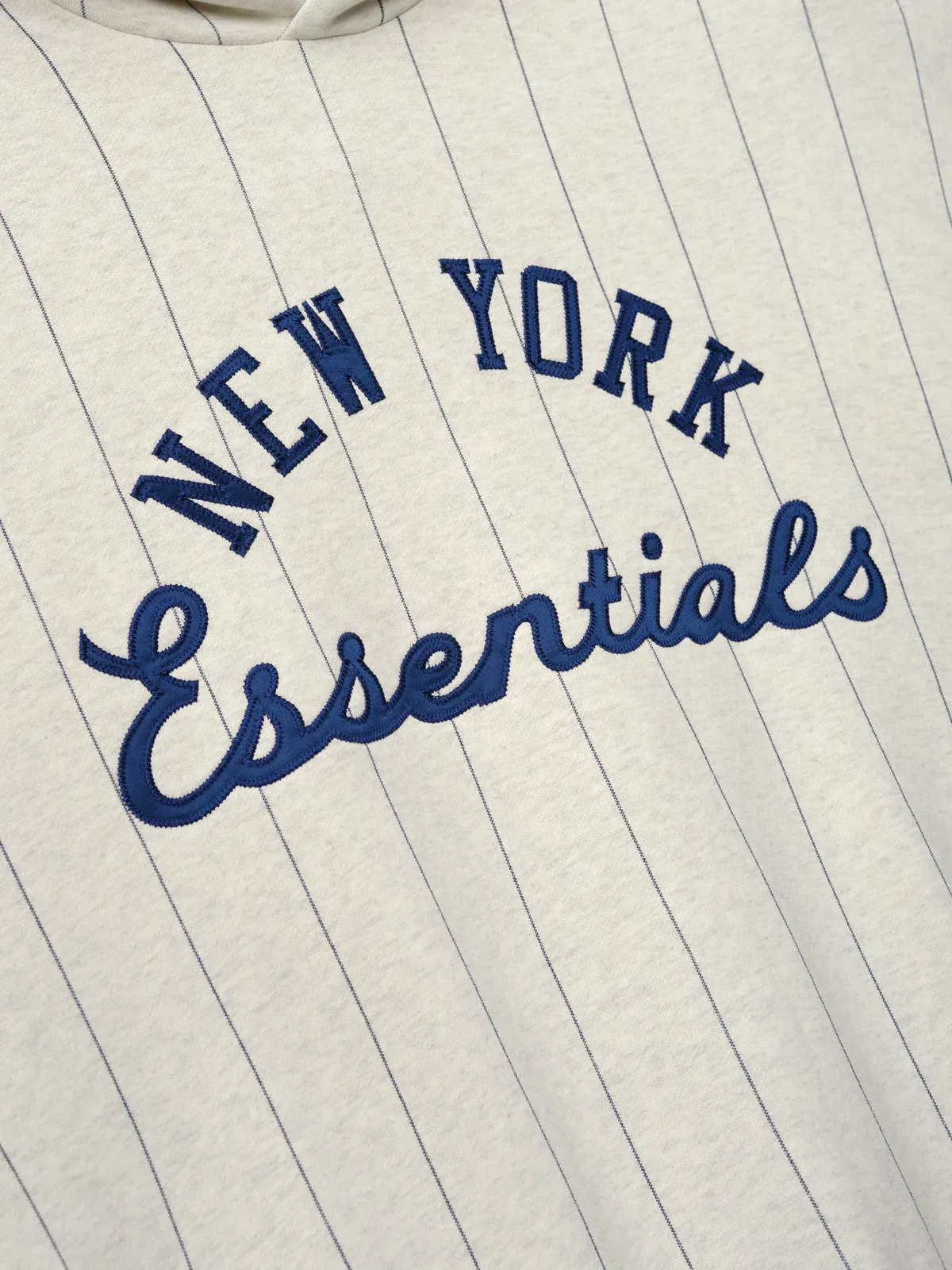 Essentials Mets Sport Hoodie Oatmeal Heather W Dark Sapphire Pinstripes