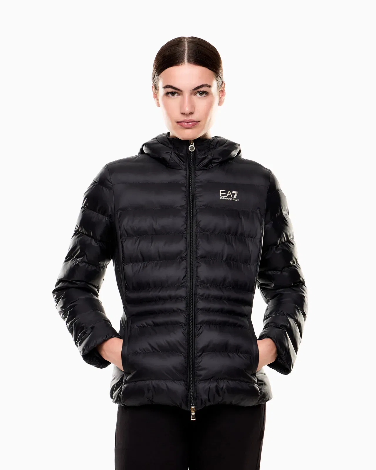 EA7 Padded jacket with a fixed hood and front zip Core Lady