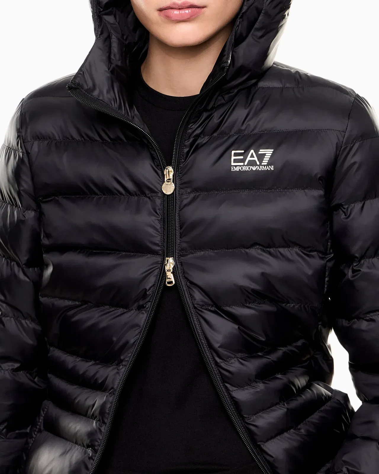 EA7 Padded jacket with a fixed hood and front zip Core Lady