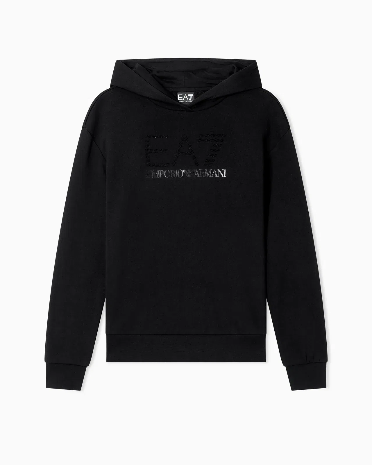 EA7 Stretch hooded sweatshirt with micro studs Logo Series