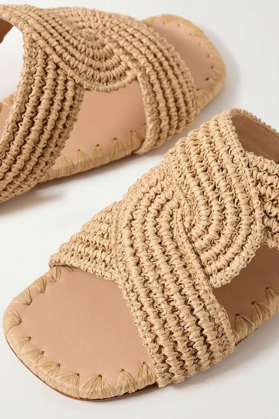 Castaer Prado Raffia Slides Beige Women's