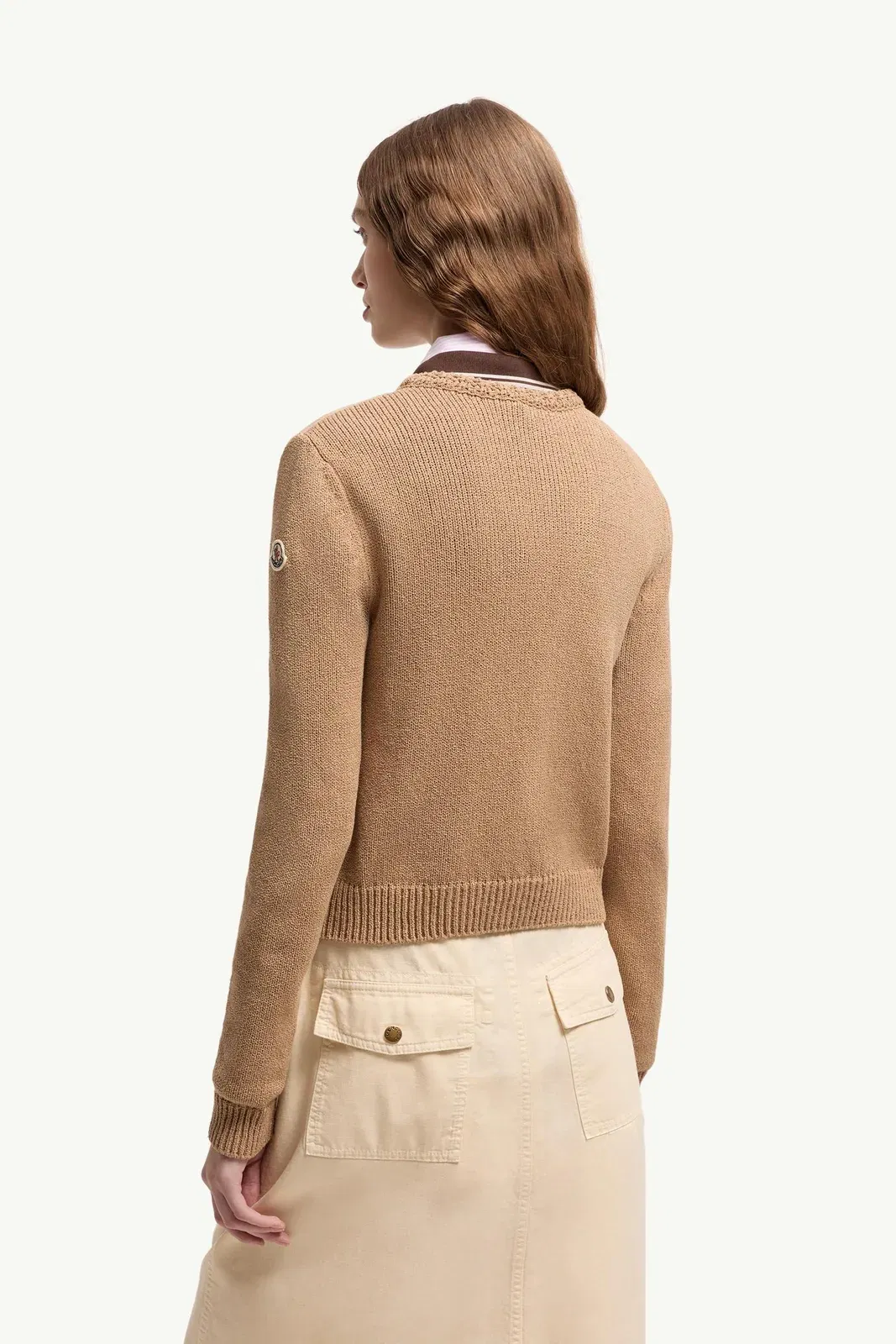 Moncler Geometric-Quilted Padded Zip-Up Cardigan Beige Beige