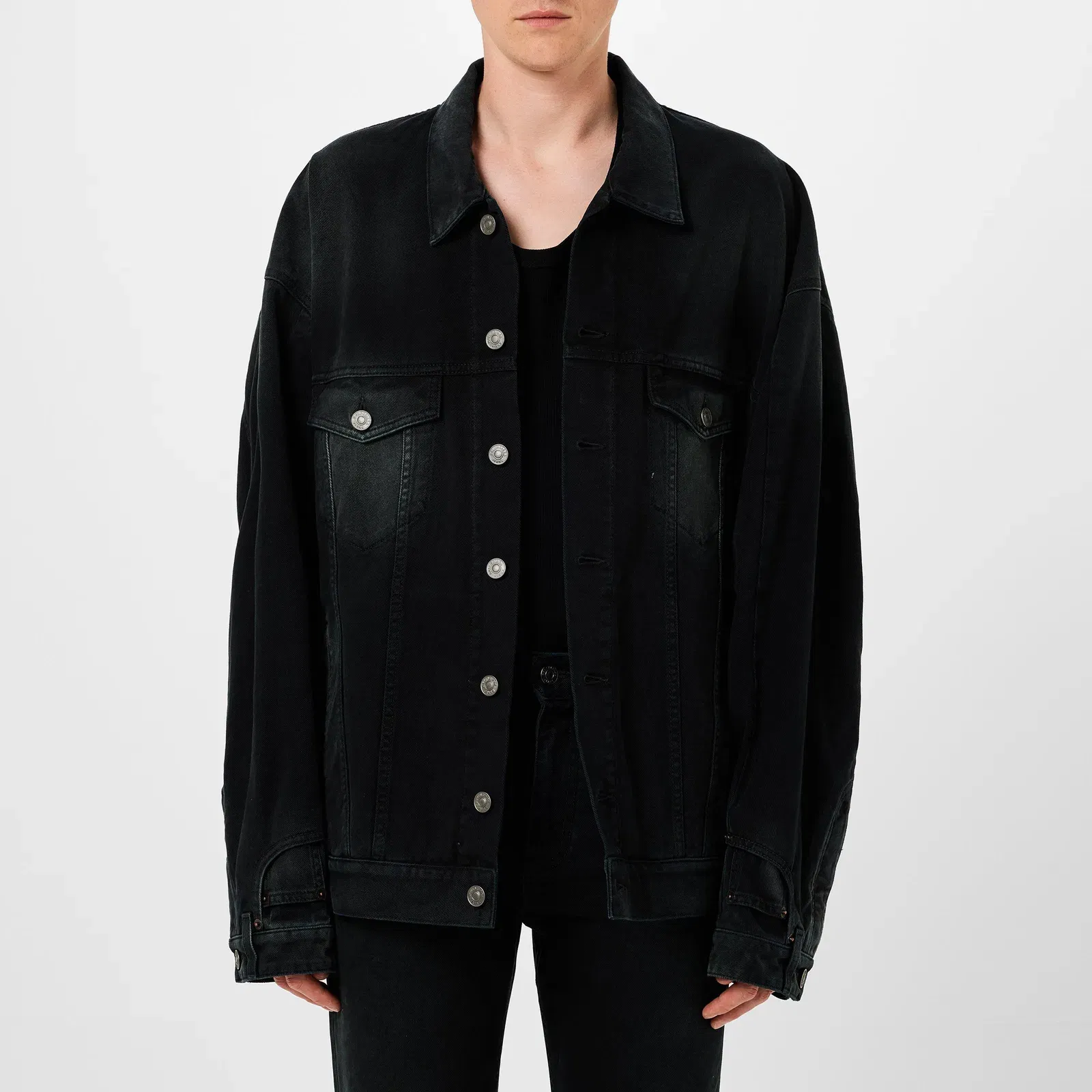 Deconstructed Cotton Long Sleeve Denim Jacket