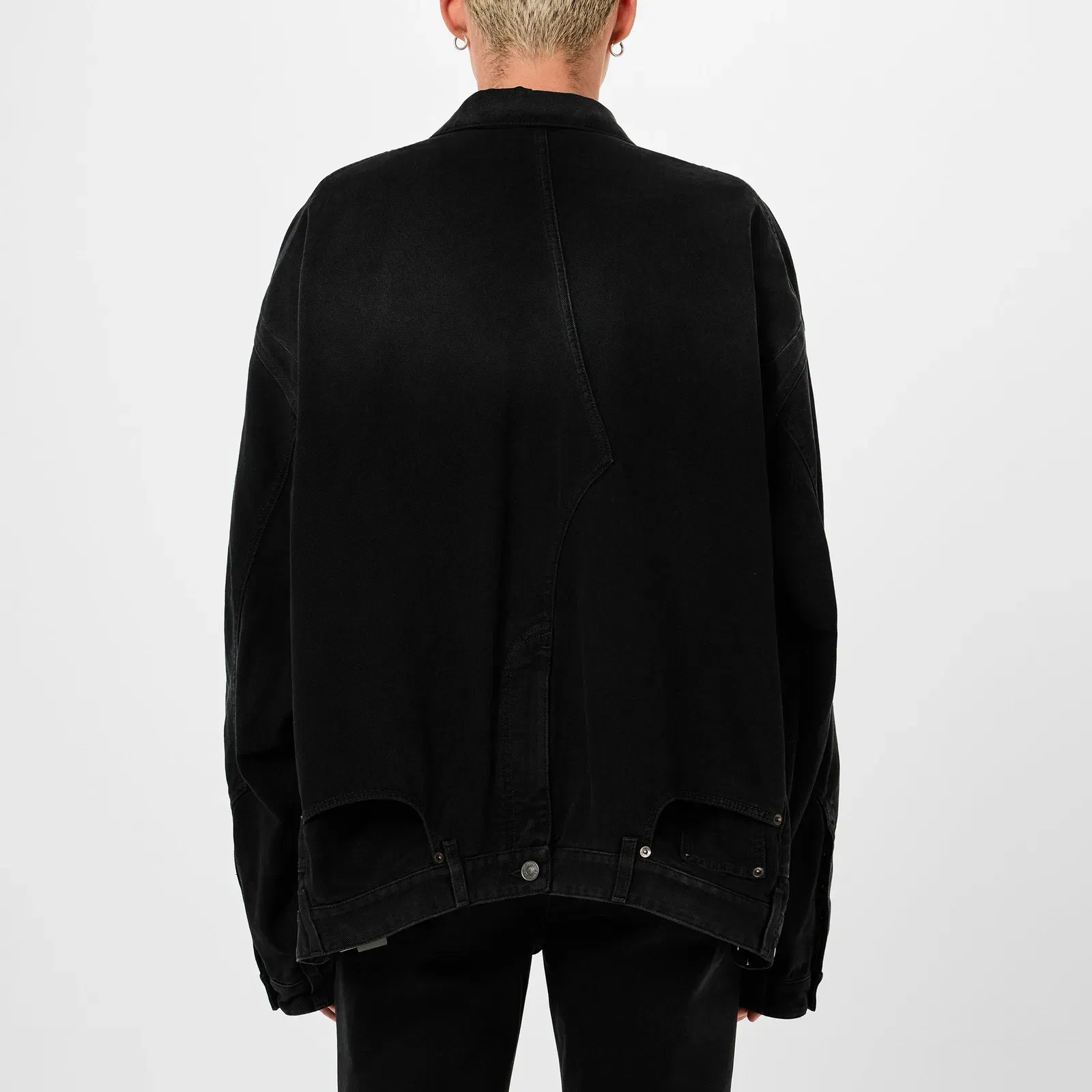 Deconstructed Cotton Long Sleeve Denim Jacket