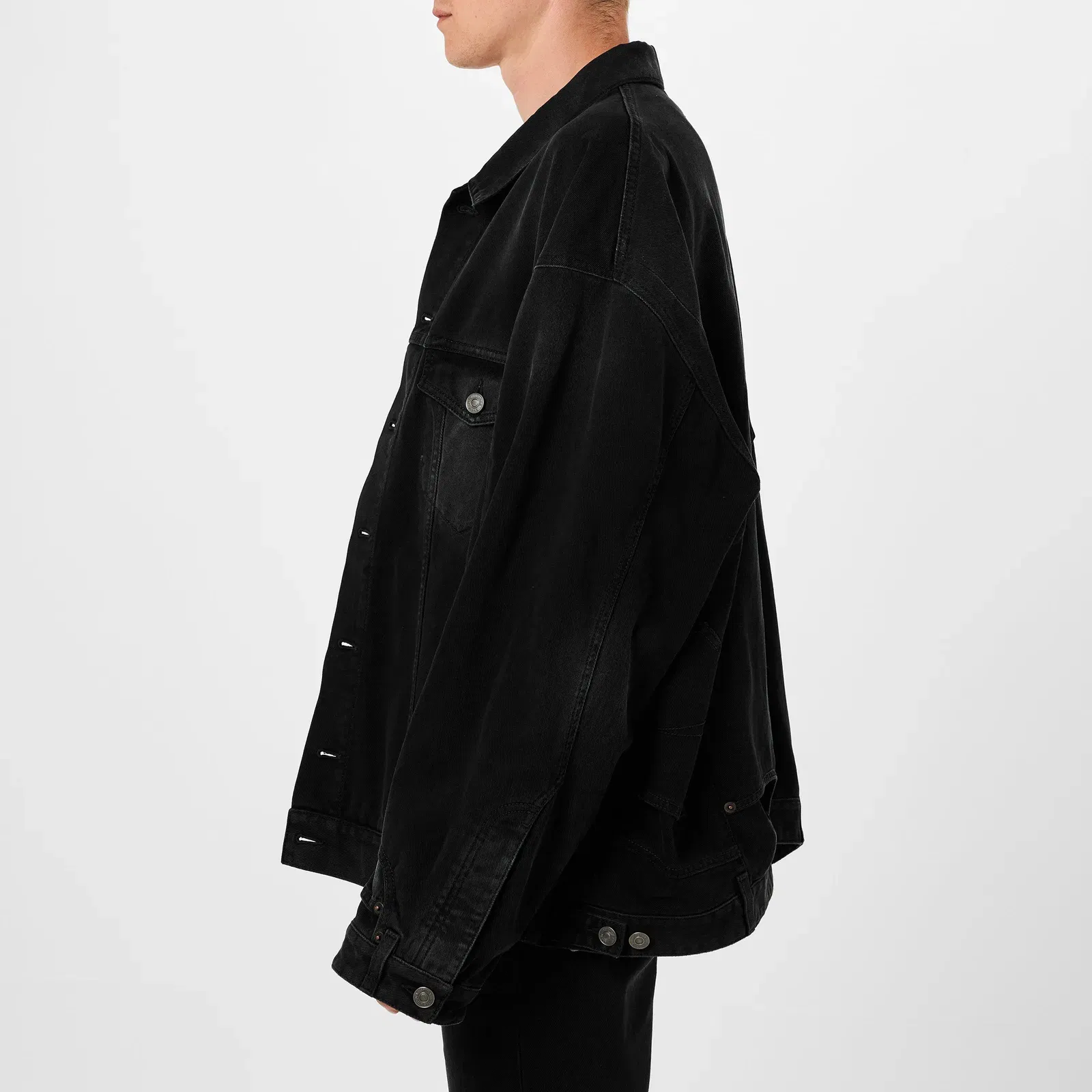 Deconstructed Cotton Long Sleeve Denim Jacket