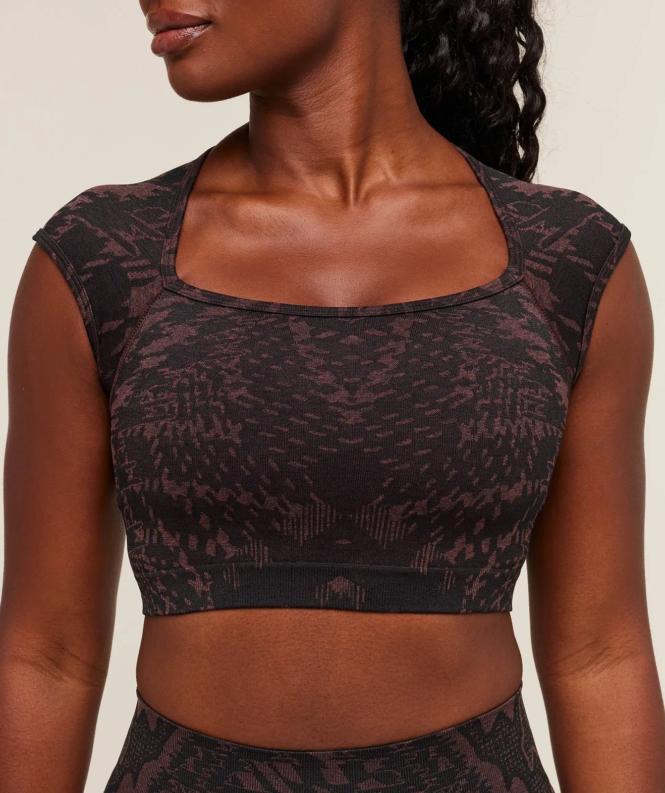 Gymshark Adapt Houndstooth Midi Top - Black/Reset Pink